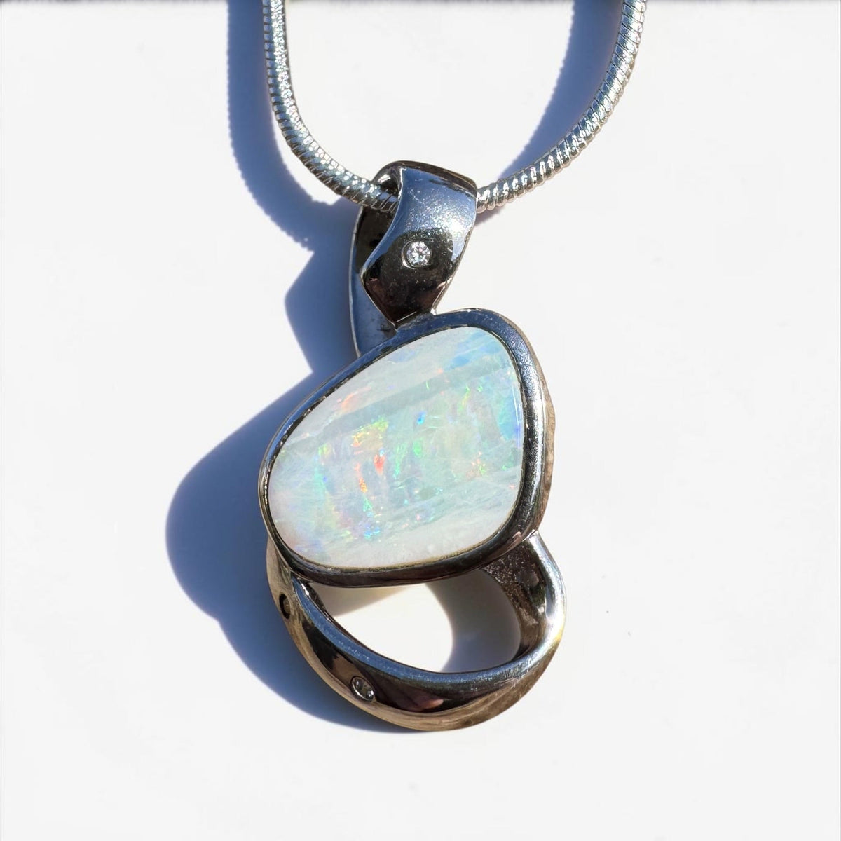 2.9ct Coober Pedy Opal Pendant Necklace ~ 'Cobargo Glow' | 925 Sterling Silver | Solid Australian Opal