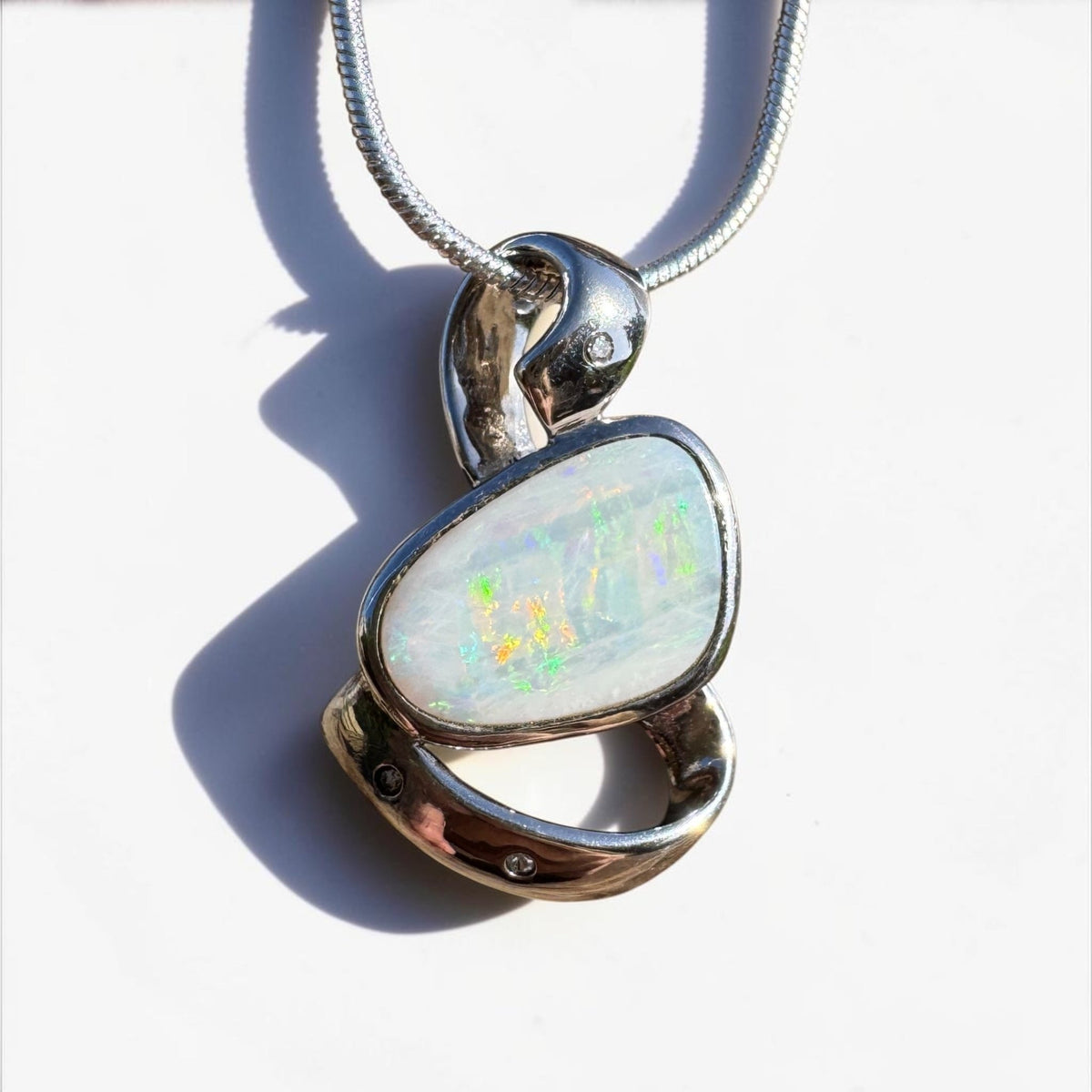 2.9ct Coober Pedy Opal Pendant Necklace ~ 'Cobargo Glow' | 925 Sterling Silver | Solid Australian Opal