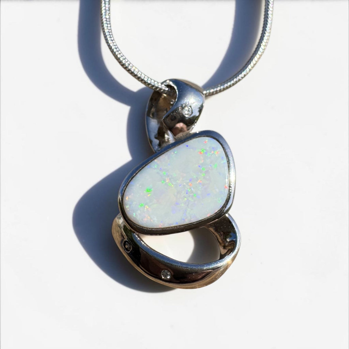 2.9ct Coober Pedy Opal Pendant Necklace ~ 'Quilpie Firelight' | 925 Sterling Silver | Solid Australian Opal