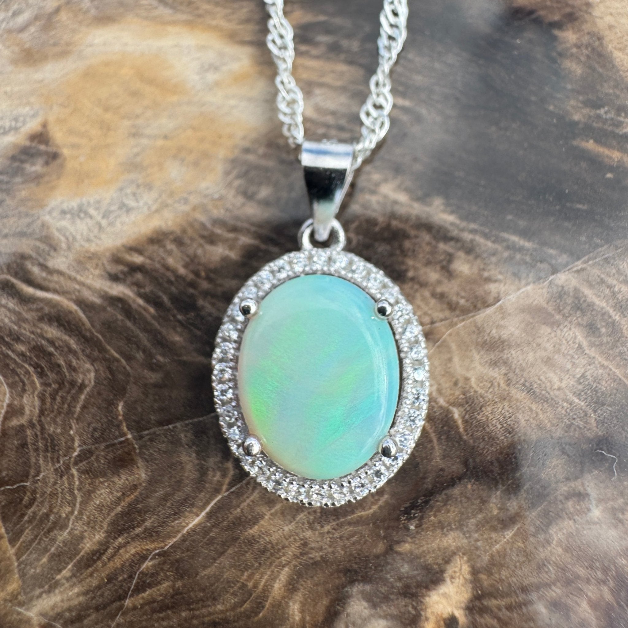 2ct Coober Pedy Opal Pendant Necklace ~ 'Anna Creek Light' | 925 Sterling Silver | Solid Australian Opal