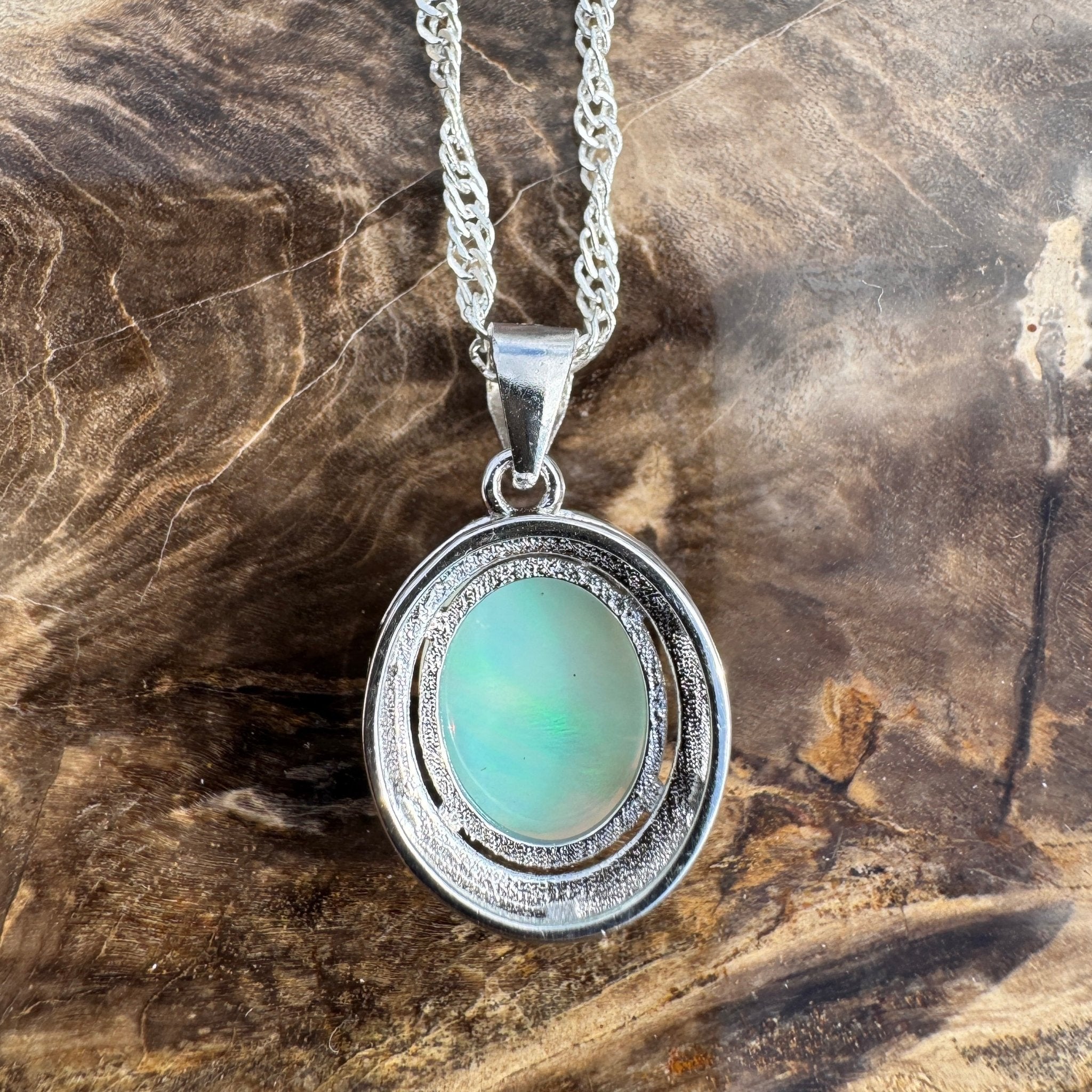 2ct Coober Pedy Opal Pendant Necklace ~ 'Anna Creek Light' | 925 Sterling Silver | Solid Australian Opal
