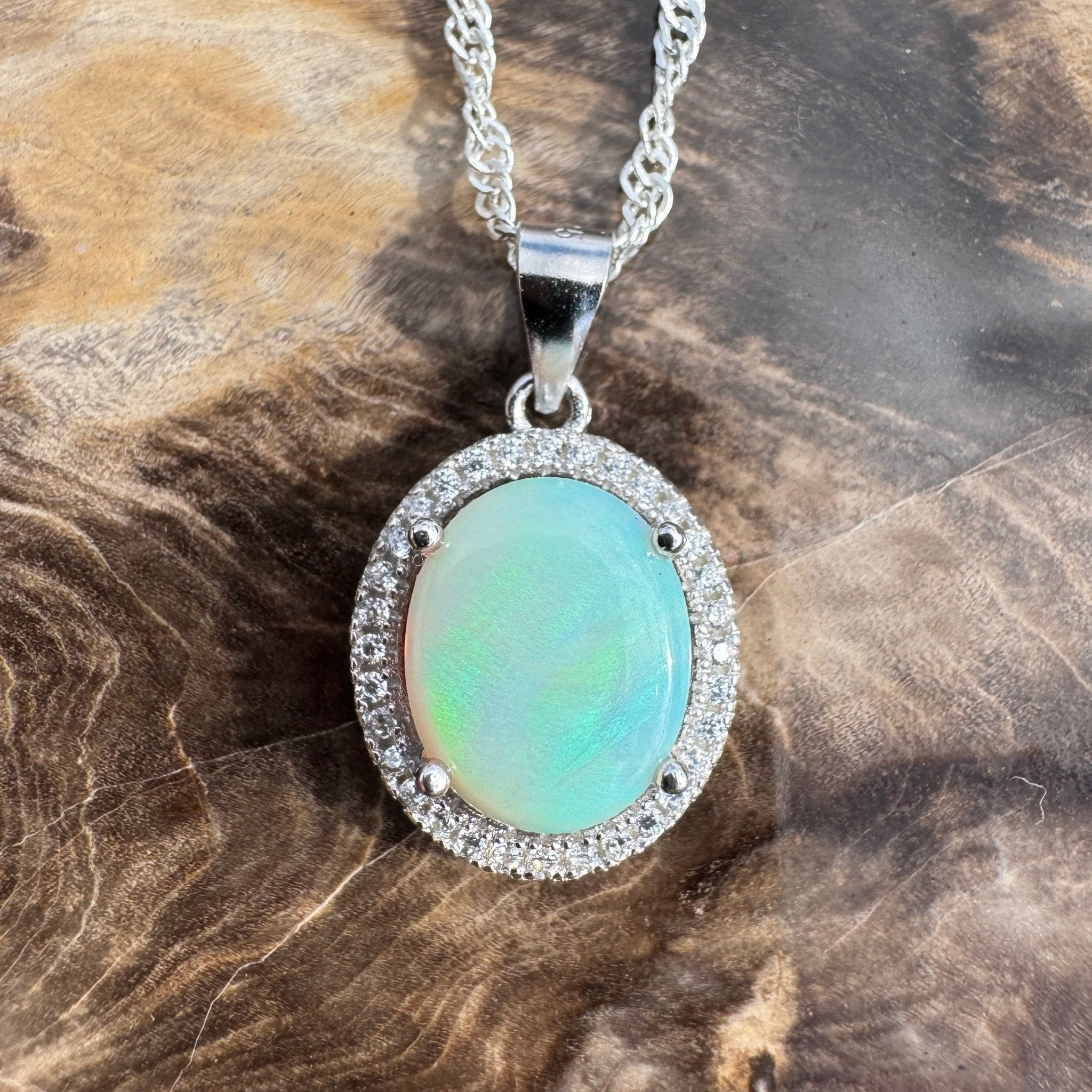 2ct Coober Pedy Opal Pendant Necklace ~ 'Anna Creek Light' | 925 Sterling Silver | Solid Australian Opal