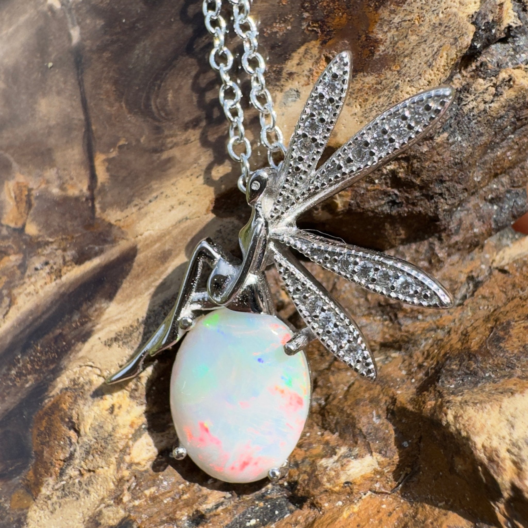 2ct Coober Pedy Opal Pendant Necklace ~ 'Flinders Chase Fairy' | 925 Sterling Silver | Solid Australian Opal