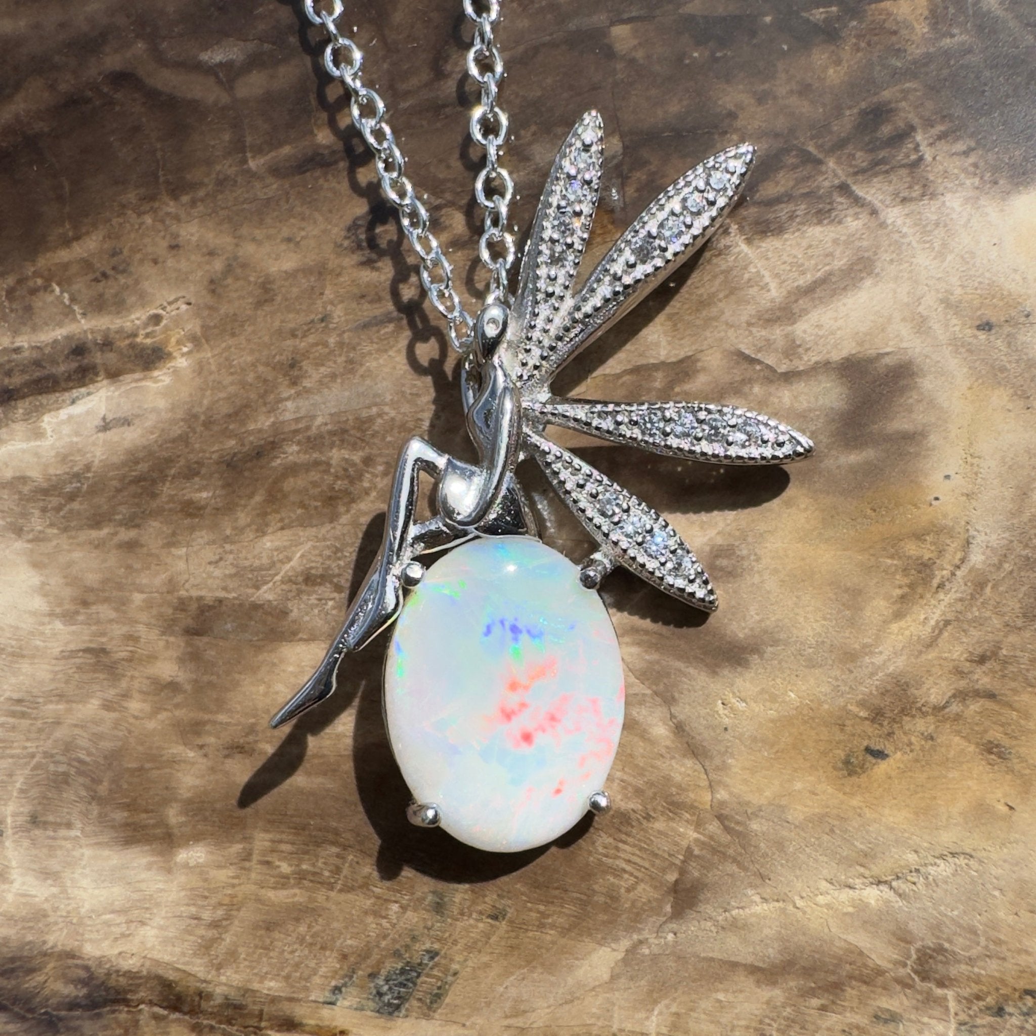 2ct Coober Pedy Opal Pendant Necklace ~ 'Flinders Chase Fairy' | 925 Sterling Silver | Solid Australian Opal