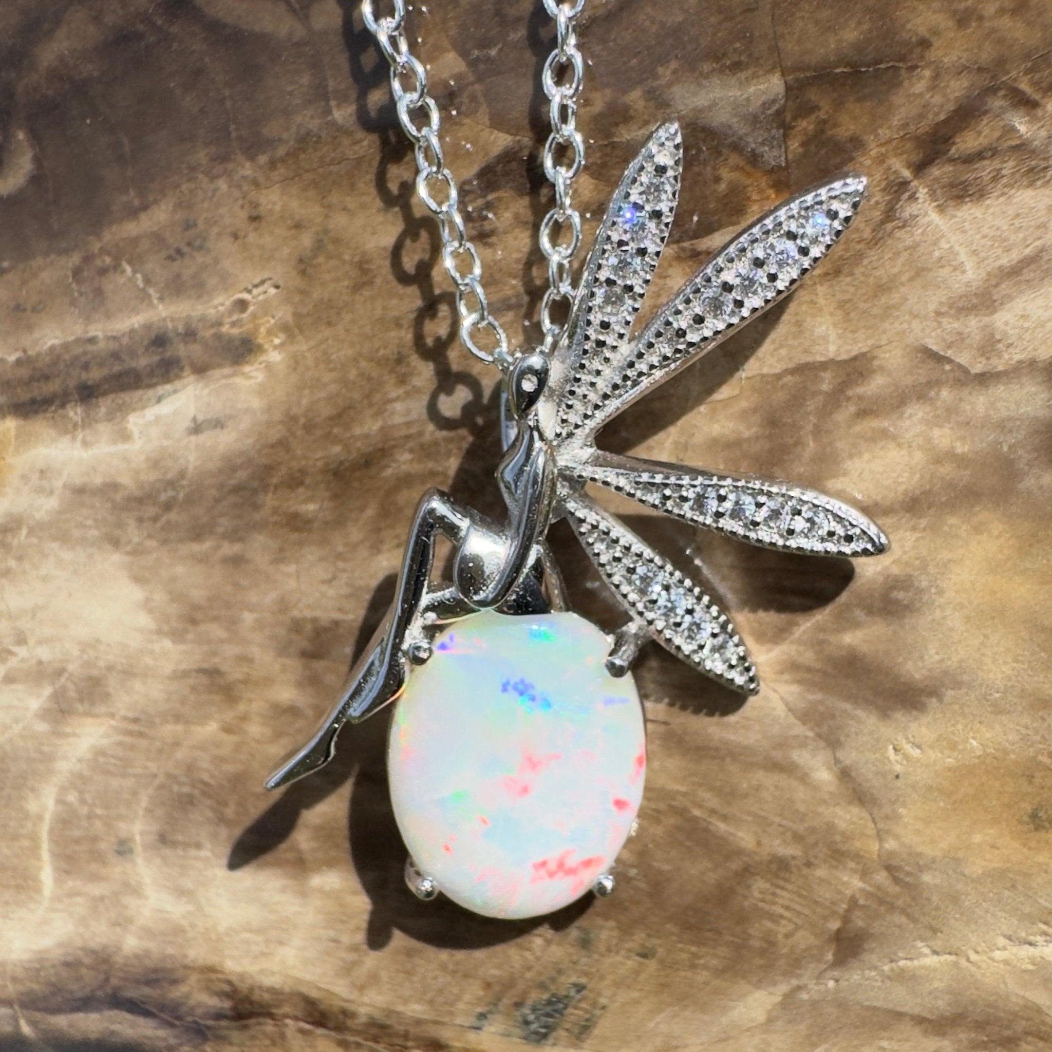 2ct Coober Pedy Opal Pendant Necklace ~ 'Flinders Chase Fairy' | 925 Sterling Silver | Solid Australian Opal