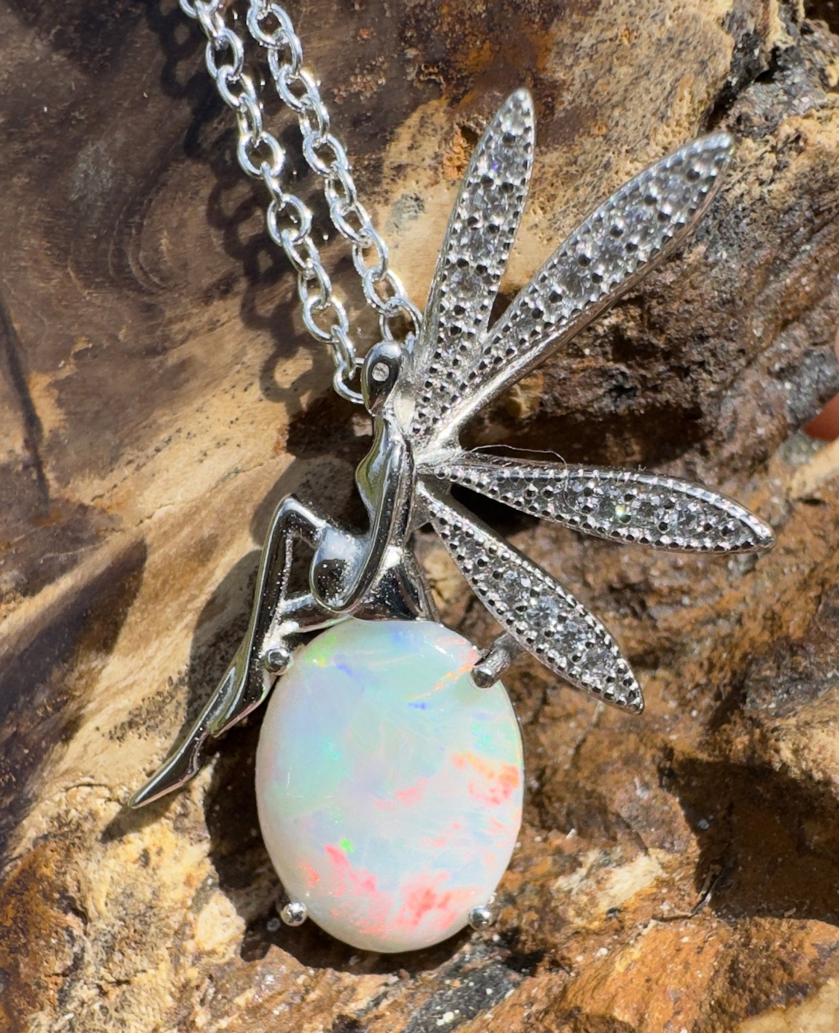 2ct Coober Pedy Opal Pendant Necklace ~ 'Flinders Chase Fairy' | 925 Sterling Silver | Solid Australian Opal