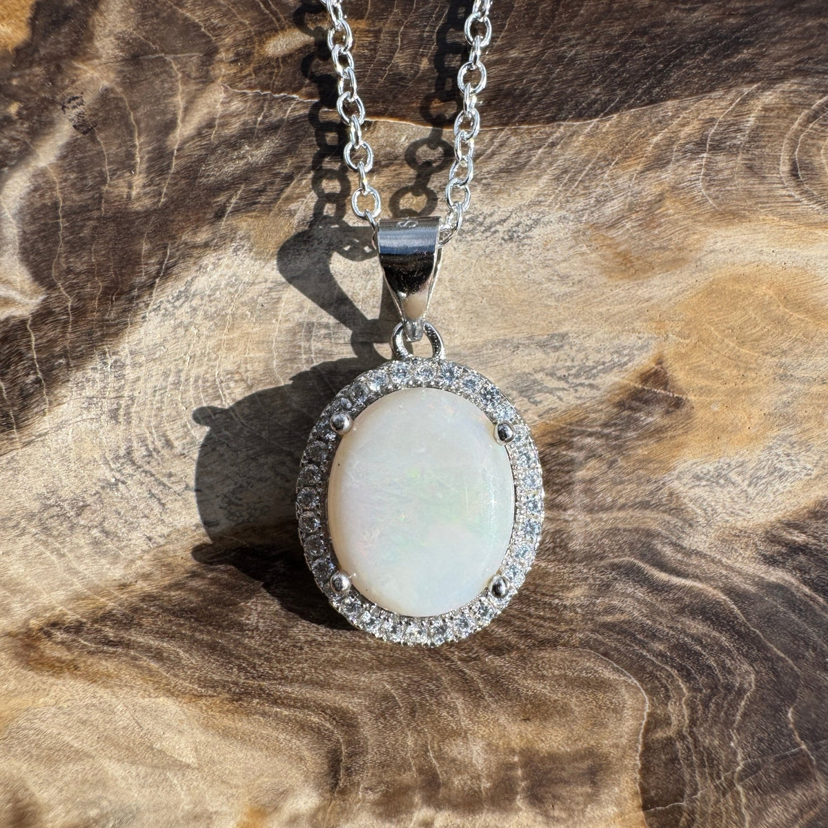 2ct Coober Pedy Opal Pendant Necklace ~ 'Gibber Glow' | 925 Sterling Silver | Solid Australian Opal