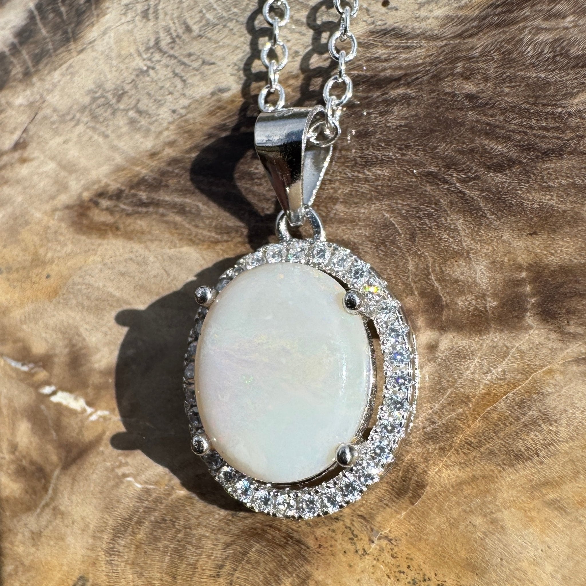 2ct Coober Pedy Opal Pendant Necklace ~ 'Gibber Glow' | 925 Sterling Silver | Solid Australian Opal