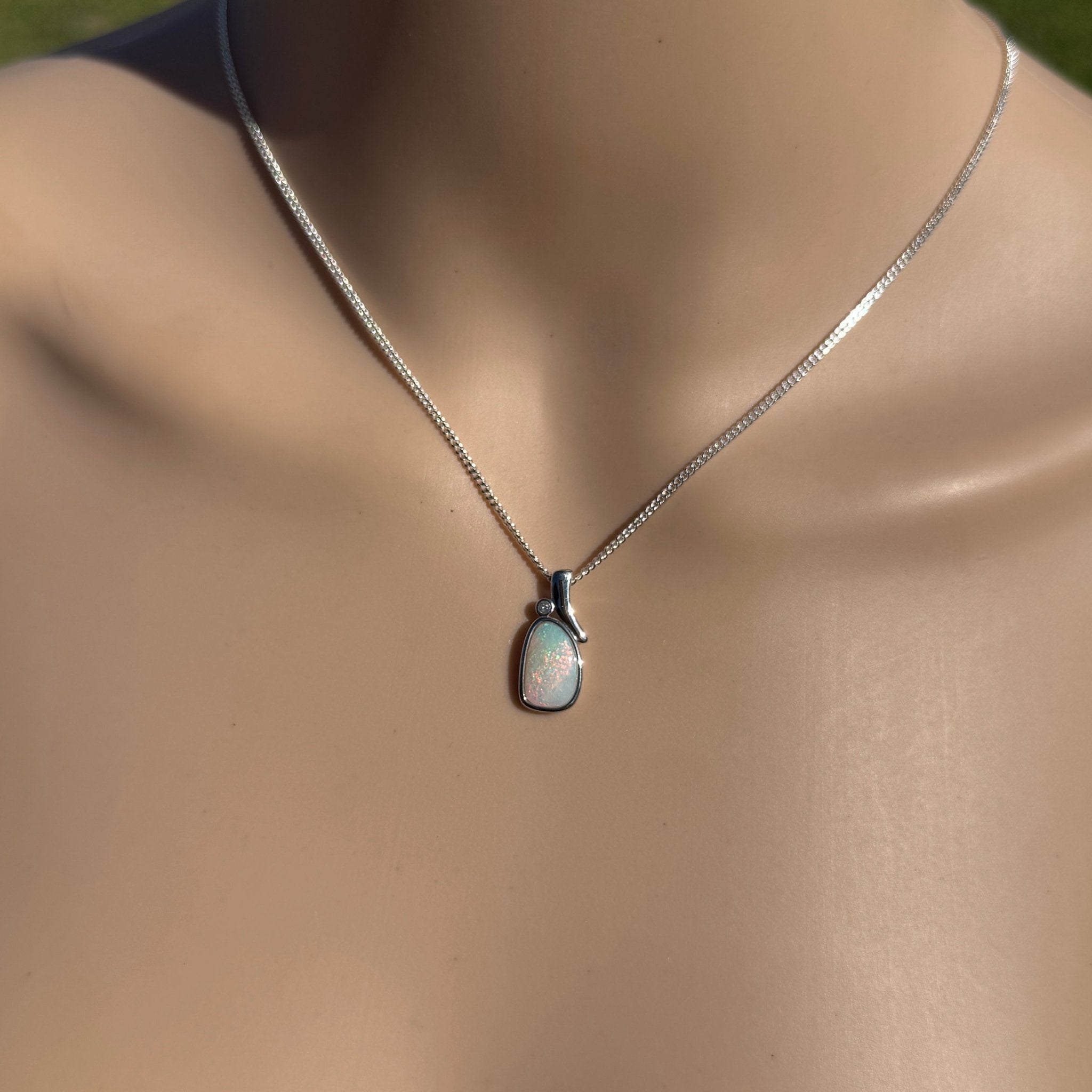 2ct Coober Pedy Opal Pendant Necklace ~ 'Hawker Highlands Fire' | 925 Sterling Silver | Solid Australian Opal