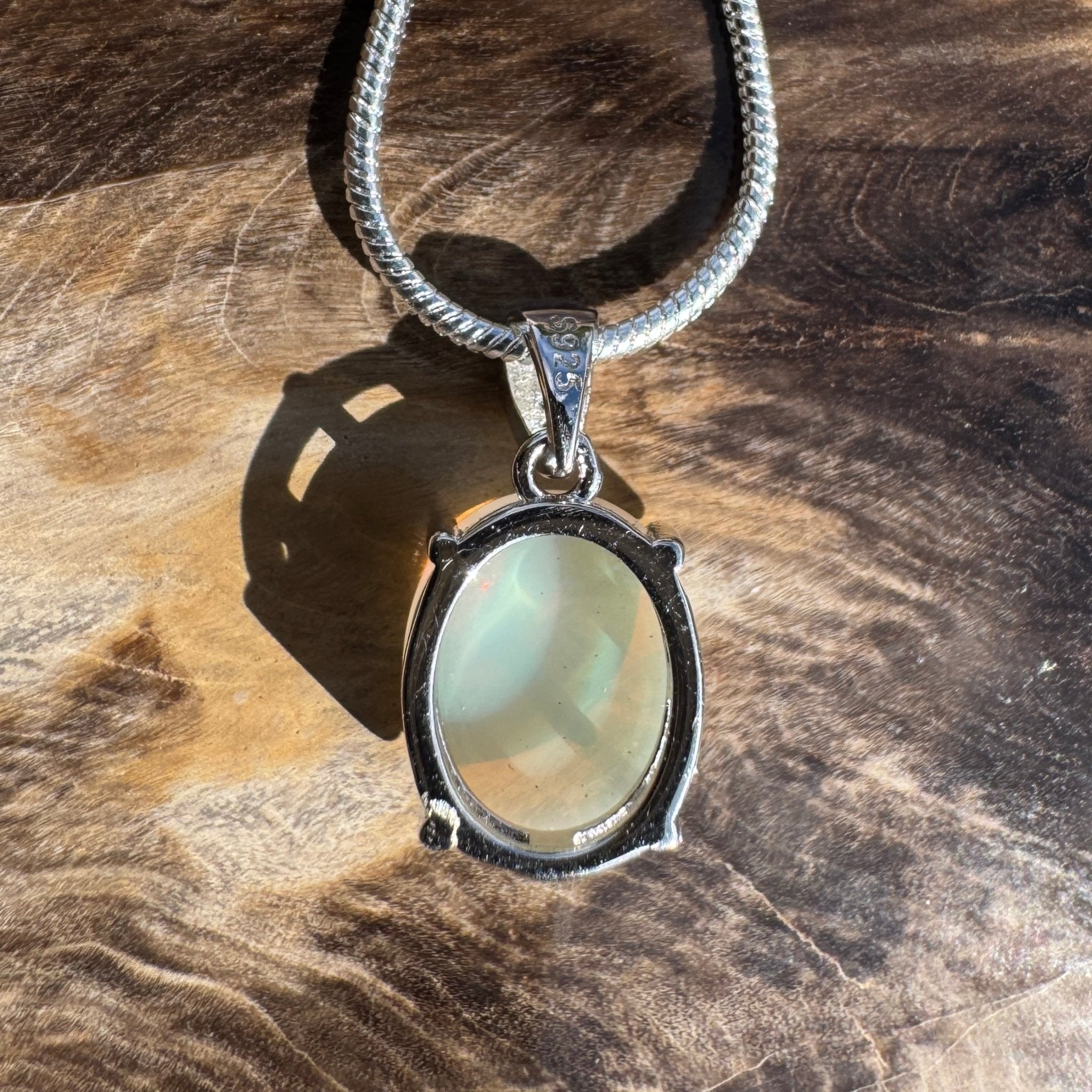 2ct Coober Pedy Opal Pendant Necklace ~ 'South Plains Fire' | 925 Sterling Silver | Solid Australian Opal