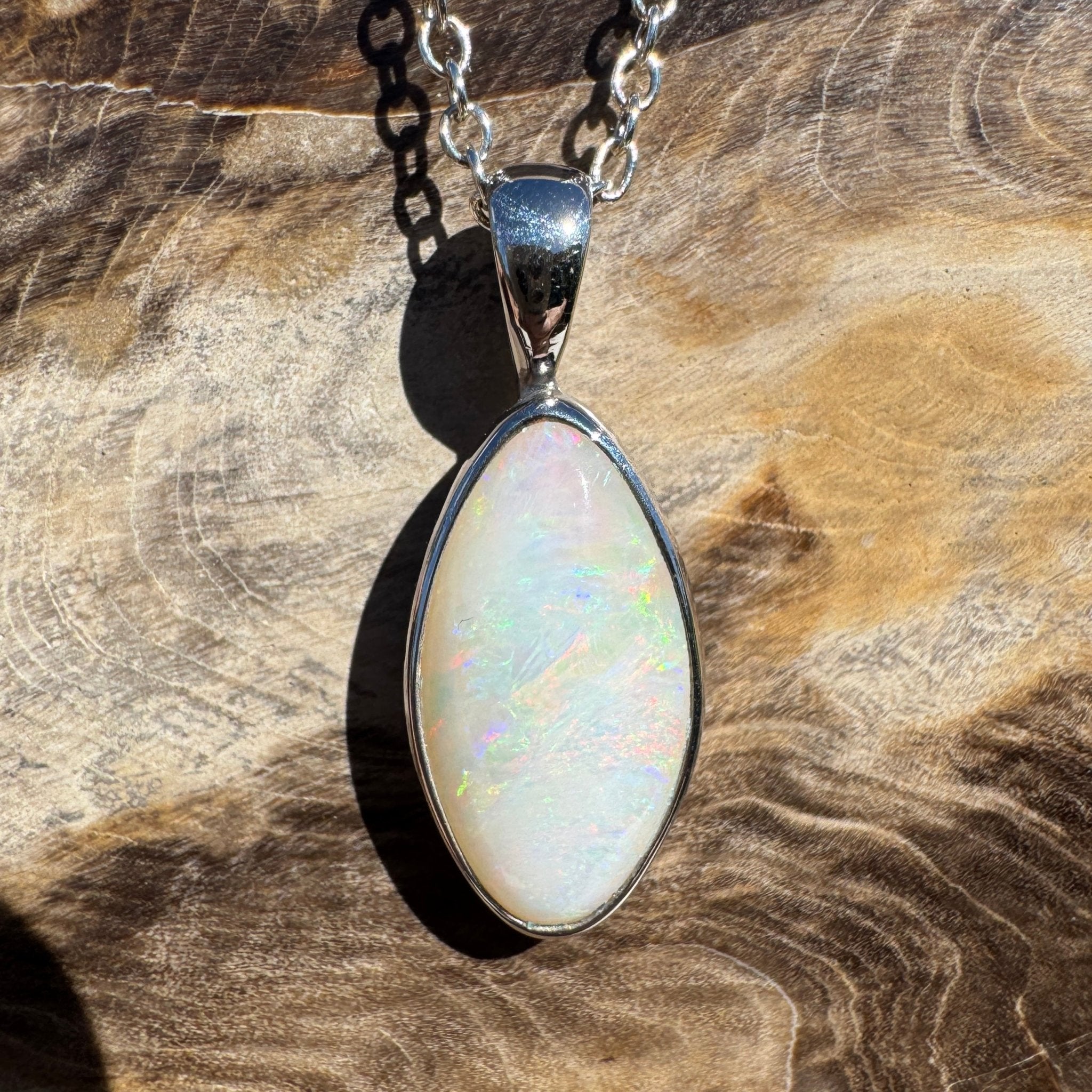2ct Coober Pedy Opal Pendant Necklace ~ 'Sunshine Coast Spectrum' | 925 Sterling Silver | Solid Australian Opal