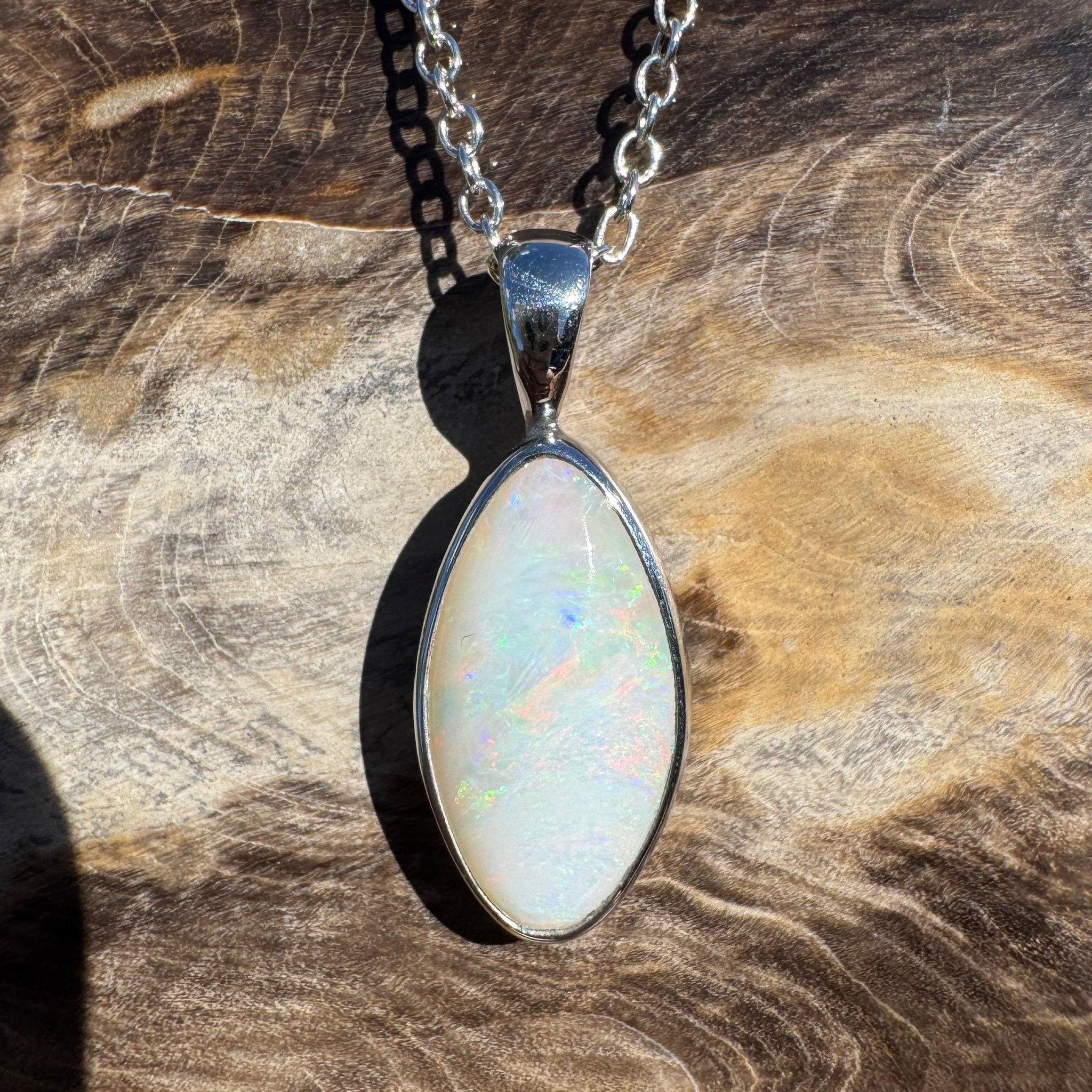 2ct Coober Pedy Opal Pendant Necklace ~ 'Sunshine Coast Spectrum' | 925 Sterling Silver | Solid Australian Opal