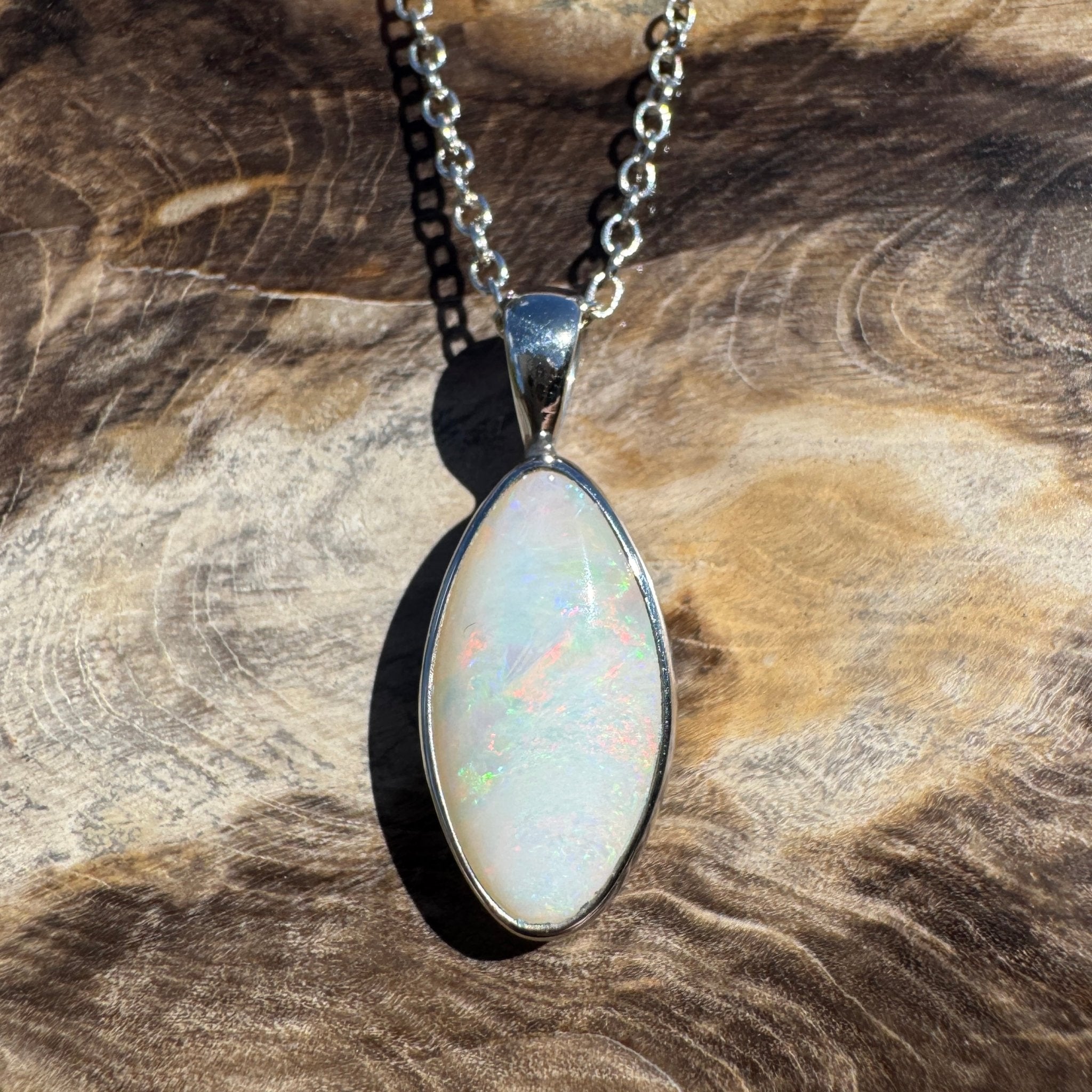 2ct Coober Pedy Opal Pendant Necklace ~ 'Sunshine Coast Spectrum' | 925 Sterling Silver | Solid Australian Opal