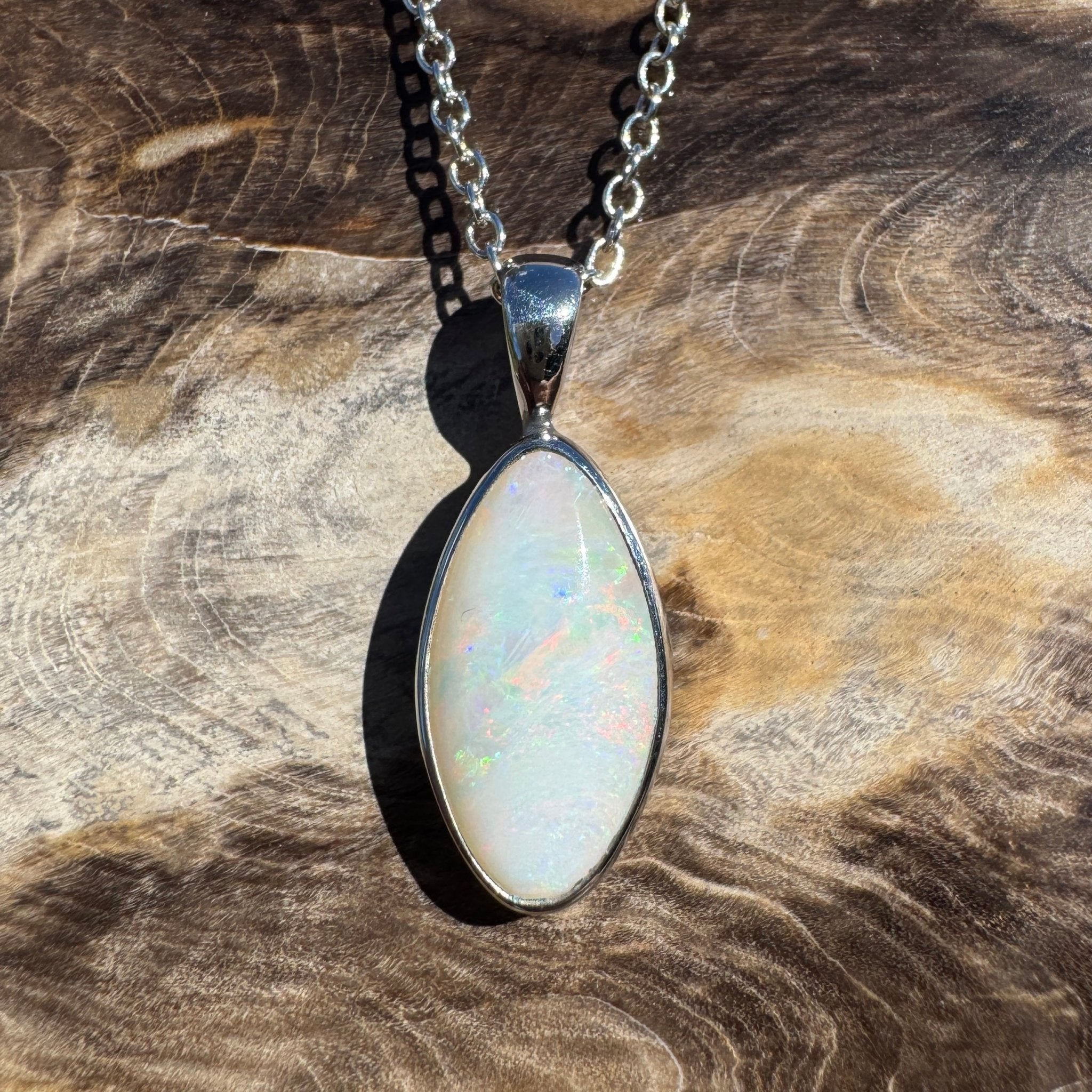 2ct Coober Pedy Opal Pendant Necklace ~ 'Sunshine Coast Spectrum' | 925 Sterling Silver | Solid Australian Opal