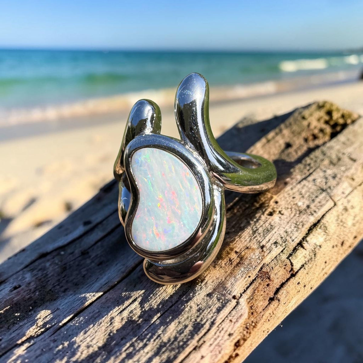 2ct Coober Pedy Opal Ring ~ 'Cloncurry Colour' | 925 Sterling Silver | Solid Australian Opal