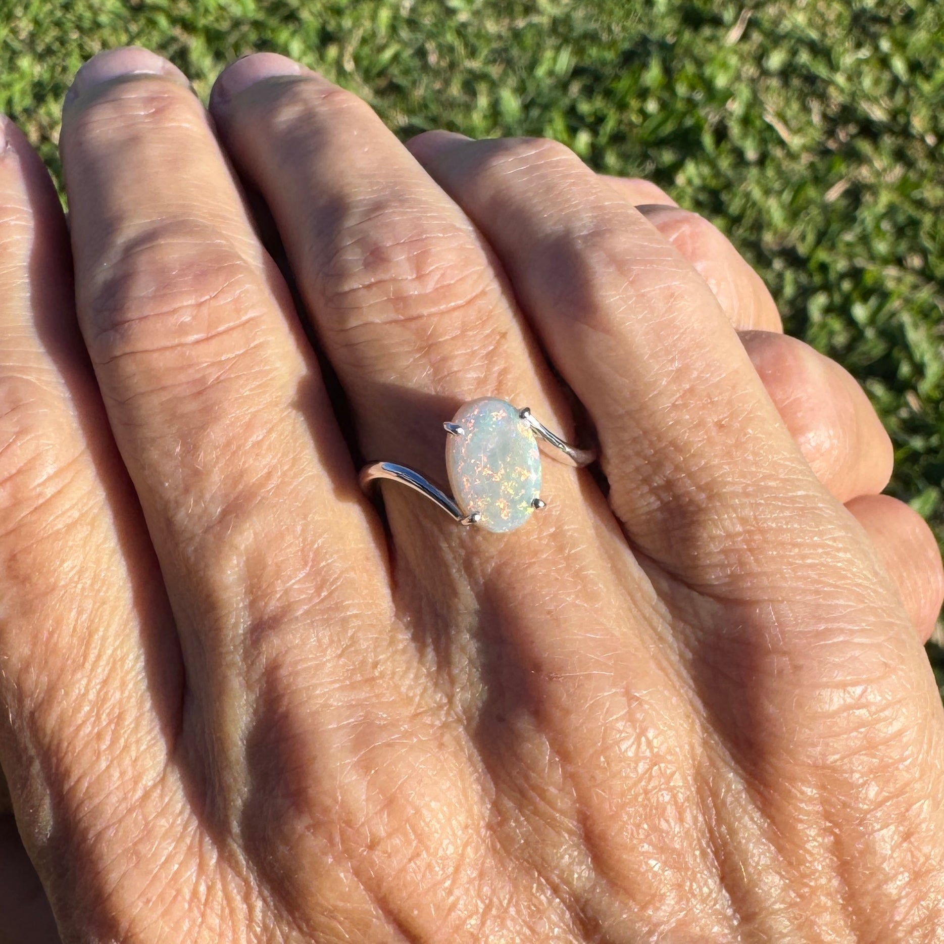 2ct Coober Pedy Opal Ring ~ 'Noosa Sunset' | 925 Sterling Silver | Solid Australian Opal