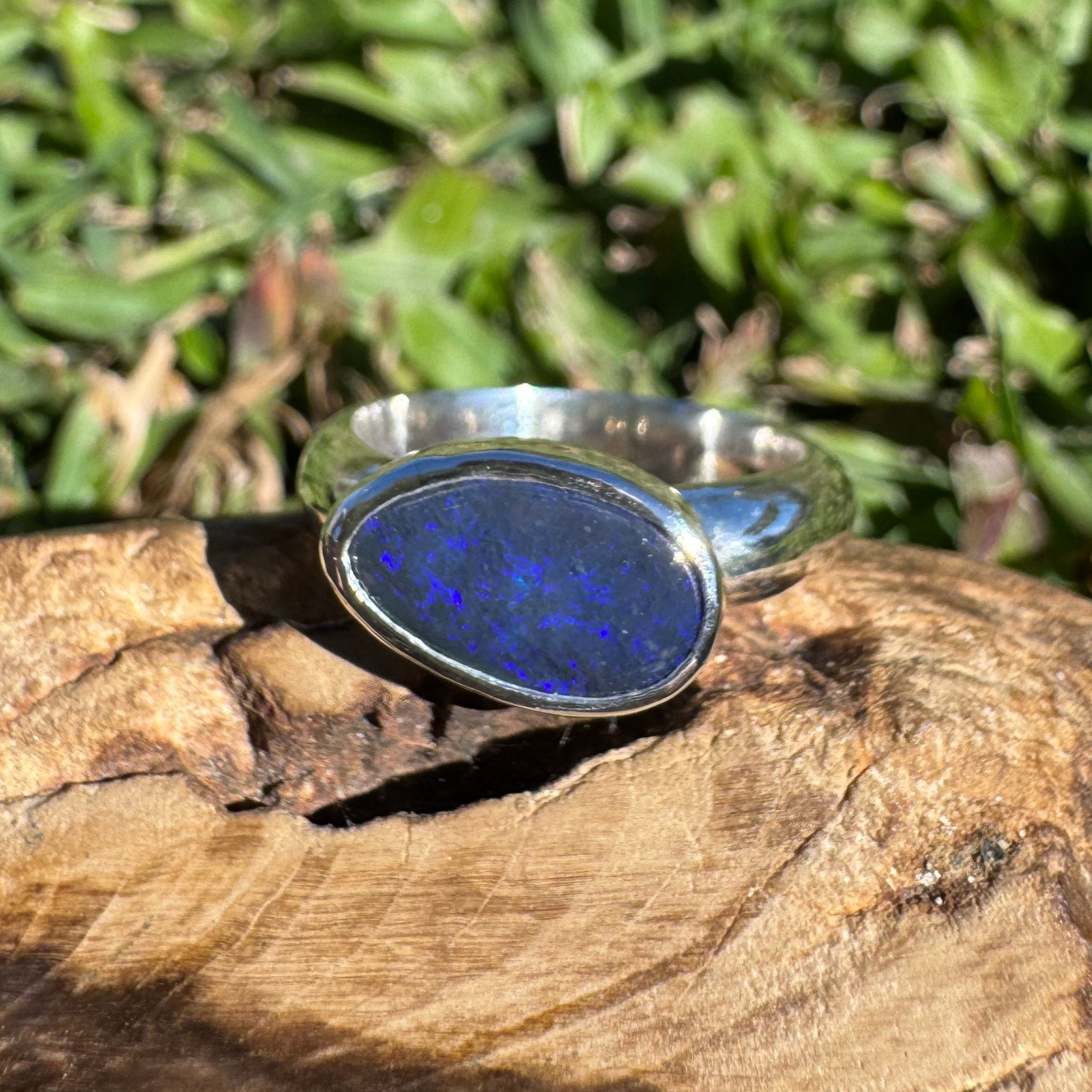 2ct Lightning Ridge Black Opal Ring ~ 'Freycinet Spectrum' | 925 Sterling Silver | Solid Australian Opal