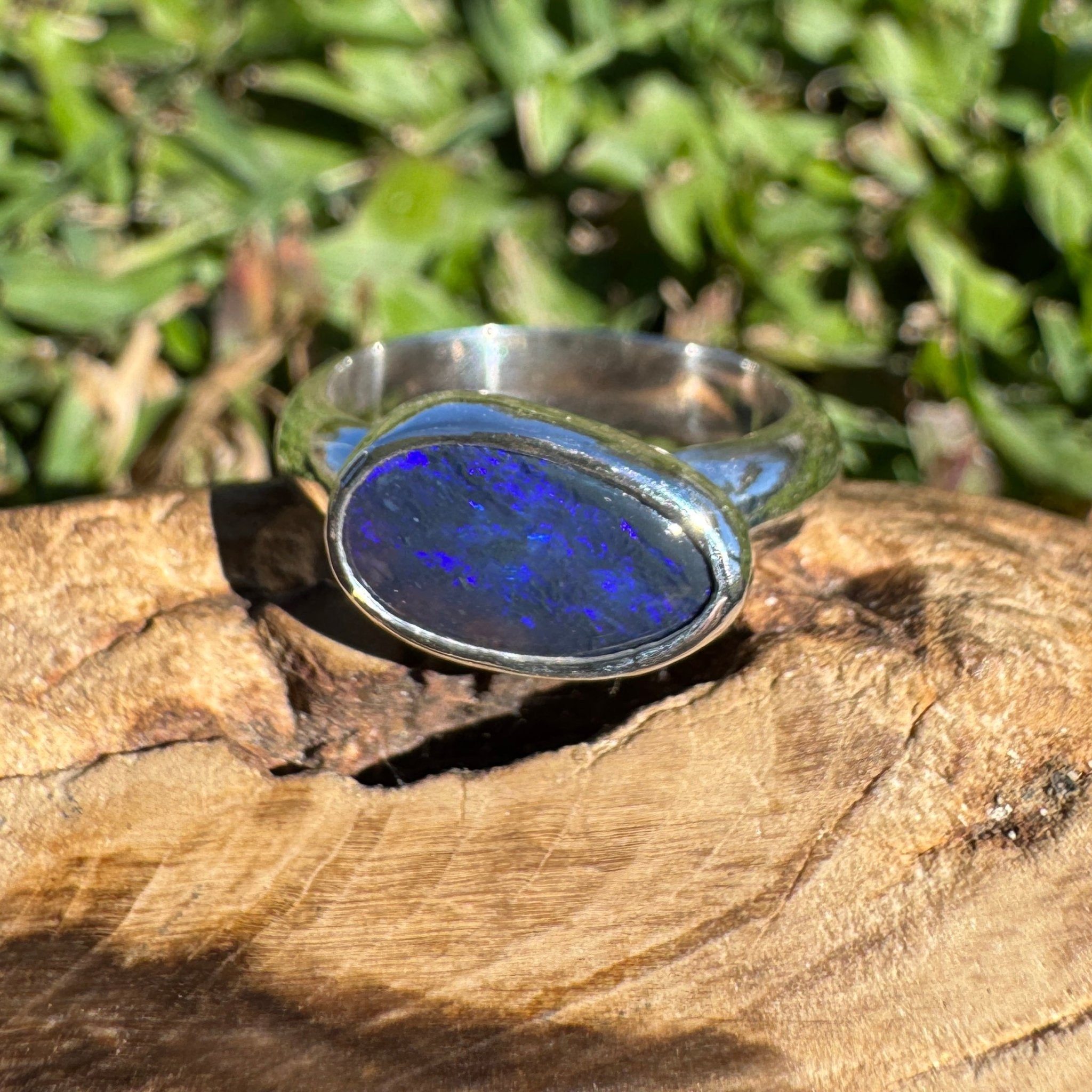 2ct Lightning Ridge Black Opal Ring ~ 'Freycinet Spectrum' | 925 Sterling Silver | Solid Australian Opal
