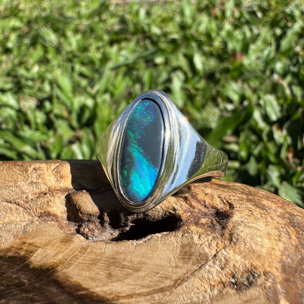 2ct Lightning Ridge Black Opal Ring ~ 'Mount Field Midnight' | 925 Sterling Silver | Solid Australian Opal