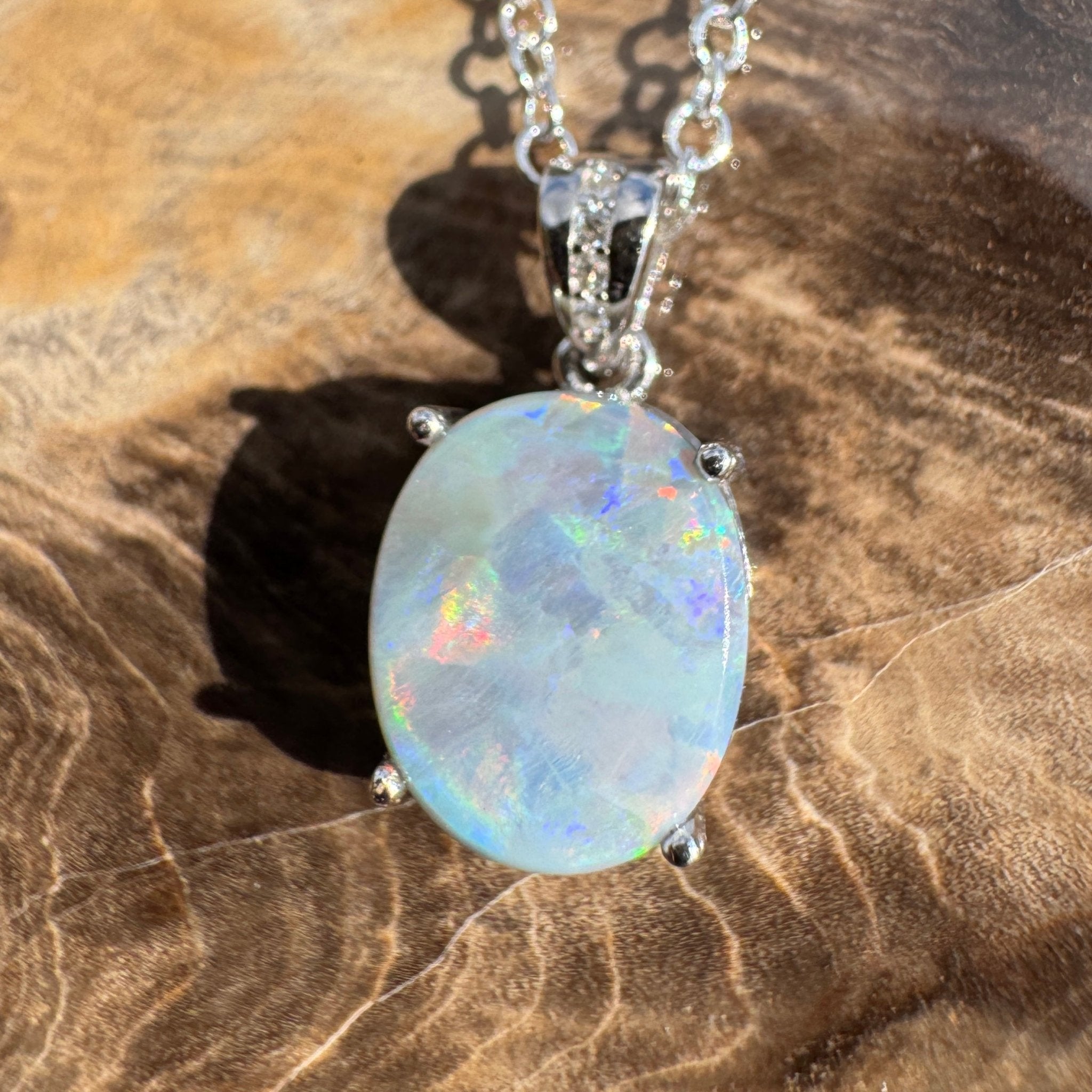 2ct Lightning Ridge Opal Pendant Necklace ~ 'Desert Prism' | 925 Sterling Silver | Solid Australian Opal