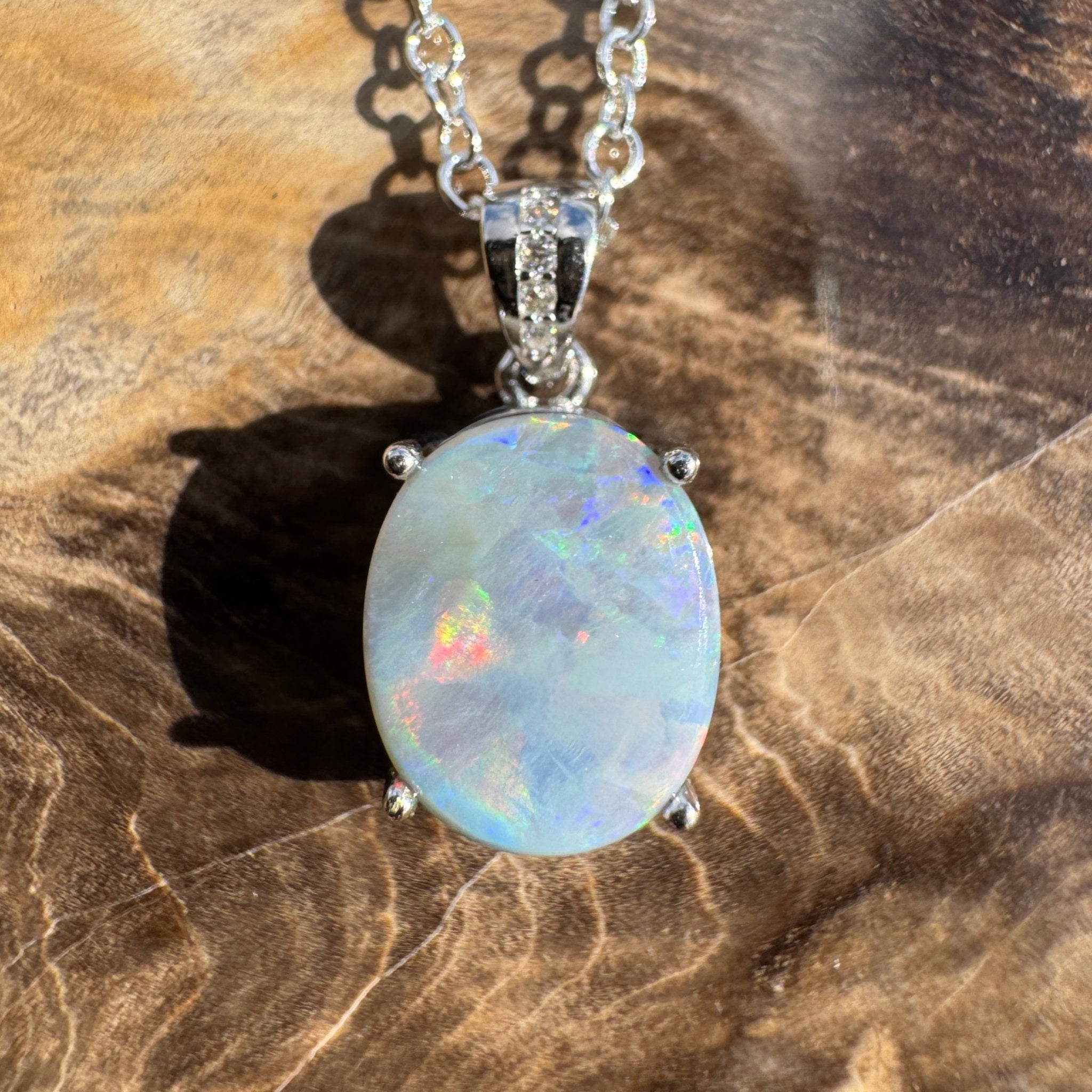 2ct Lightning Ridge Opal Pendant Necklace ~ 'Desert Prism' | 925 Sterling Silver | Solid Australian Opal