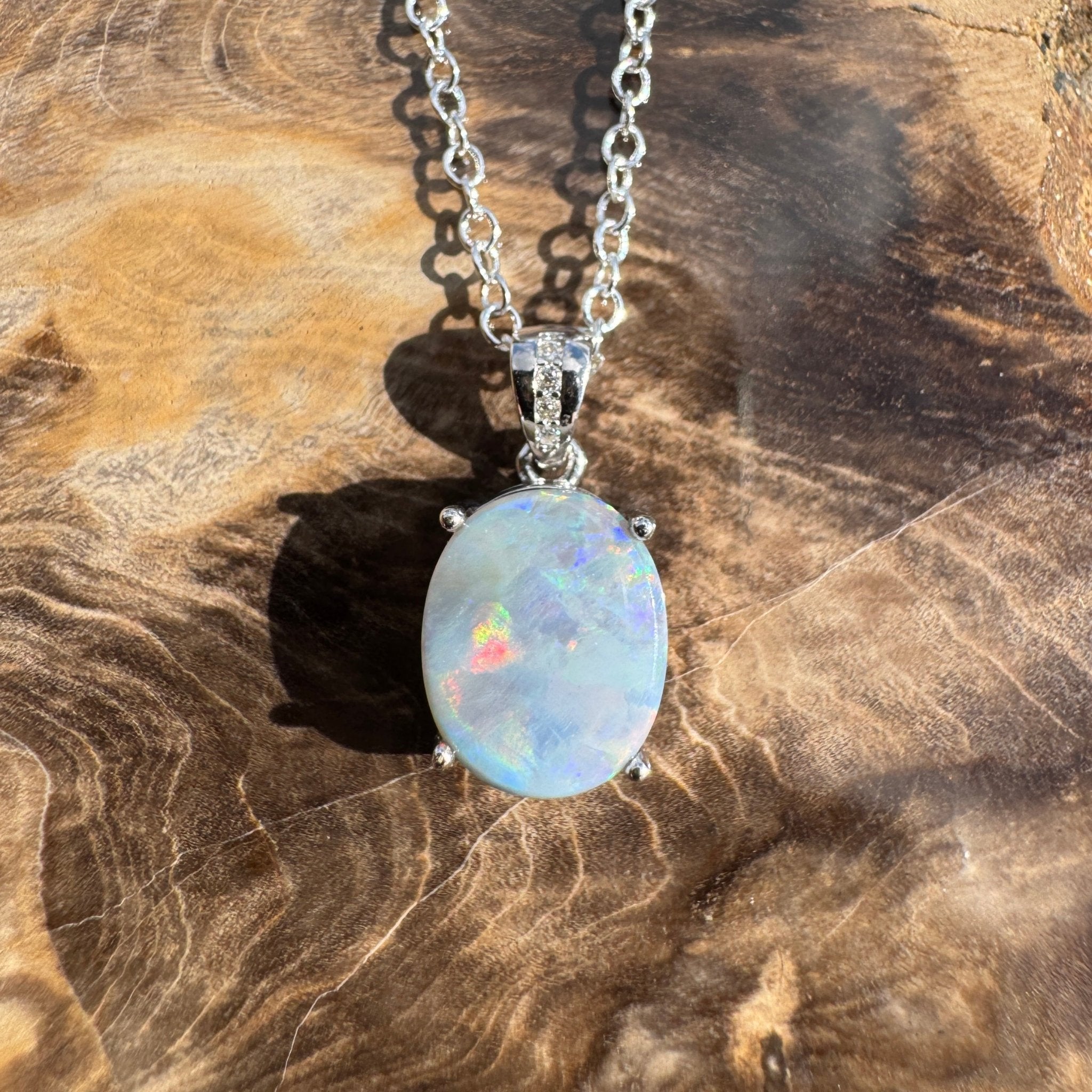2ct Lightning Ridge Opal Pendant Necklace ~ 'Desert Prism' | 925 Sterling Silver | Solid Australian Opal