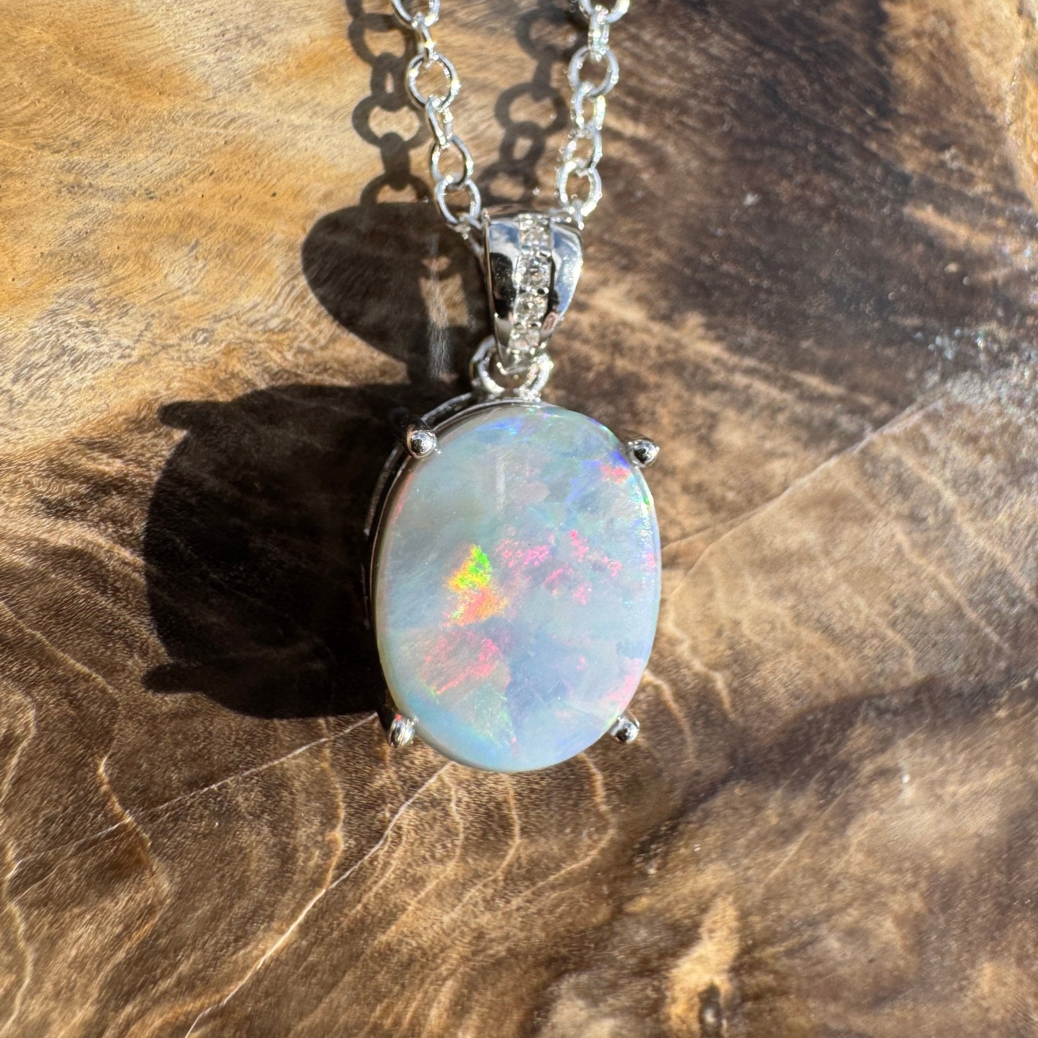2ct Lightning Ridge Opal Pendant Necklace ~ 'Desert Prism' | 925 Sterling Silver | Solid Australian Opal