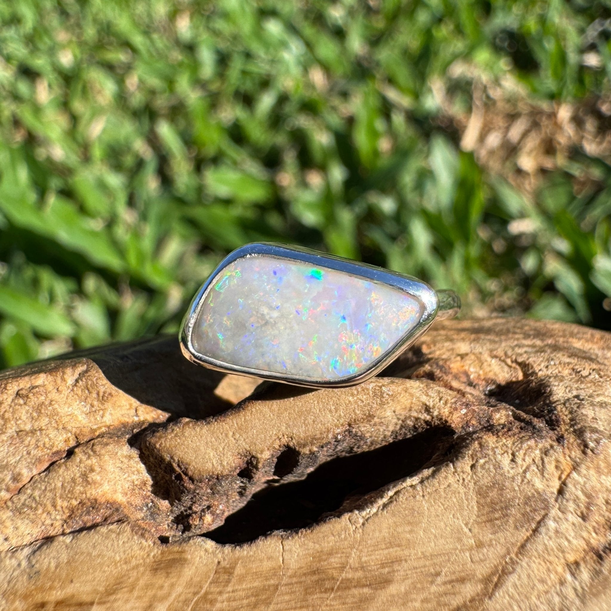 2ct Mintabie Opal Ring ~ 'Hyams Whisper' | Solid Australian Opal | 925 Sterling Silver