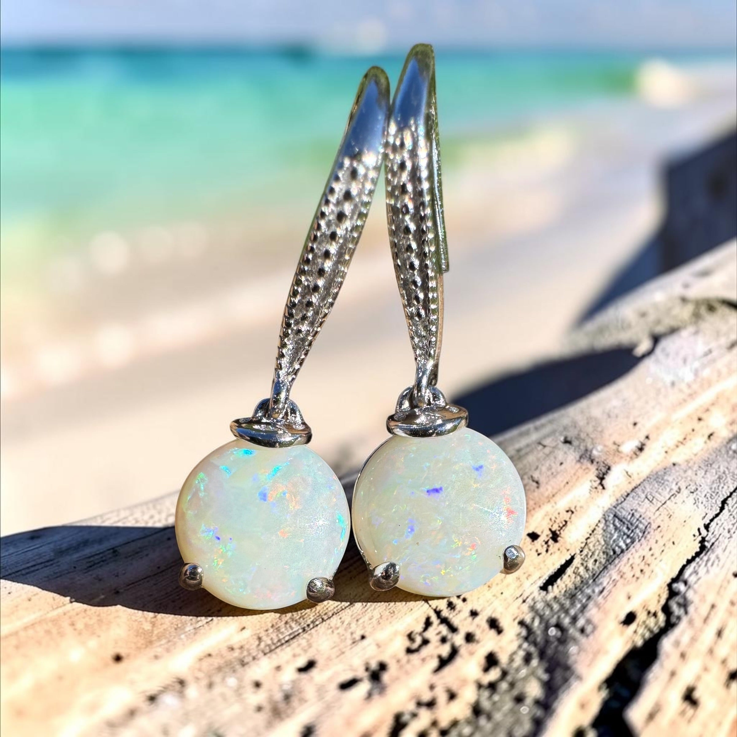 2.6ct Coober Pedy Opal Earrings ~ 'Coffs Twin Drops' | 925 Sterling Silver | Solid Australian Opal