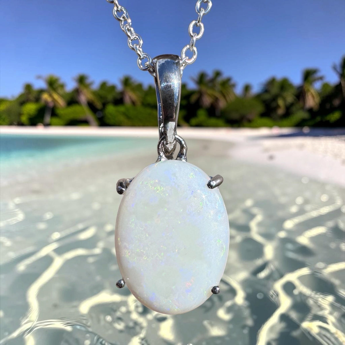 3.2ct Coober Pedy Opal Pendant Necklace ~ 'Litchfield Greens' | 925 Sterling Silver | Solid Australian Opal