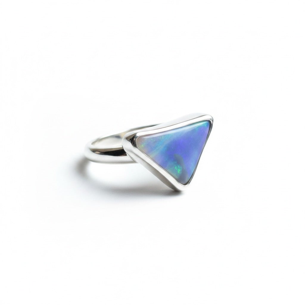3.2ct Lightning Ridge Opal Ring ~ 'Turquoise Bay Edge' | 925 Sterling Silver | Solid Australian Opal
