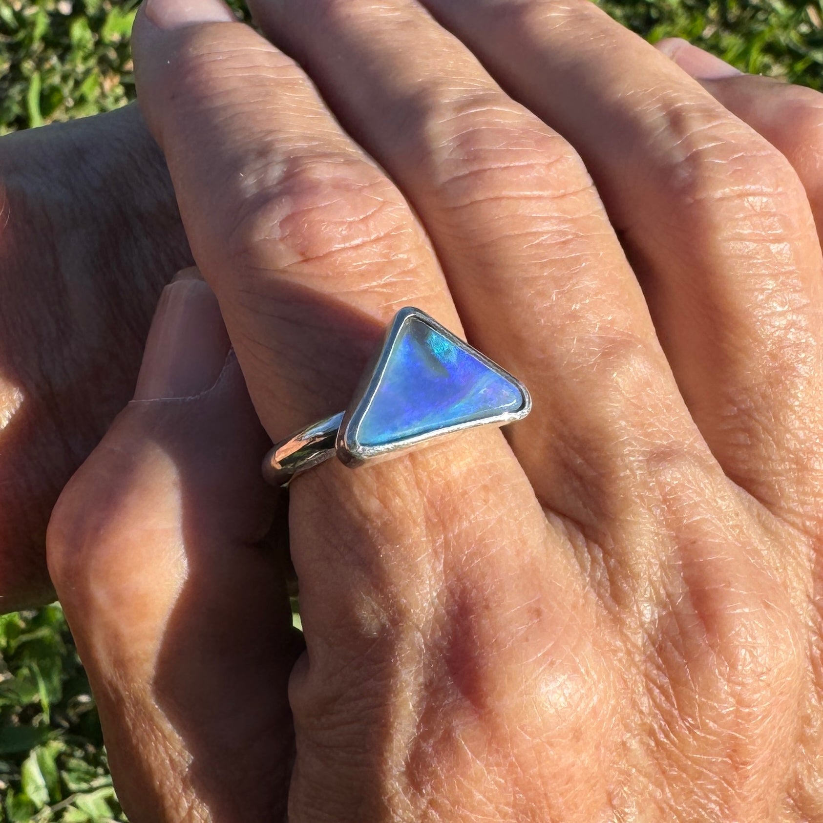 3.2ct Lightning Ridge Opal Ring ~ 'Turquoise Bay Edge' | 925 Sterling Silver | Solid Australian Opal