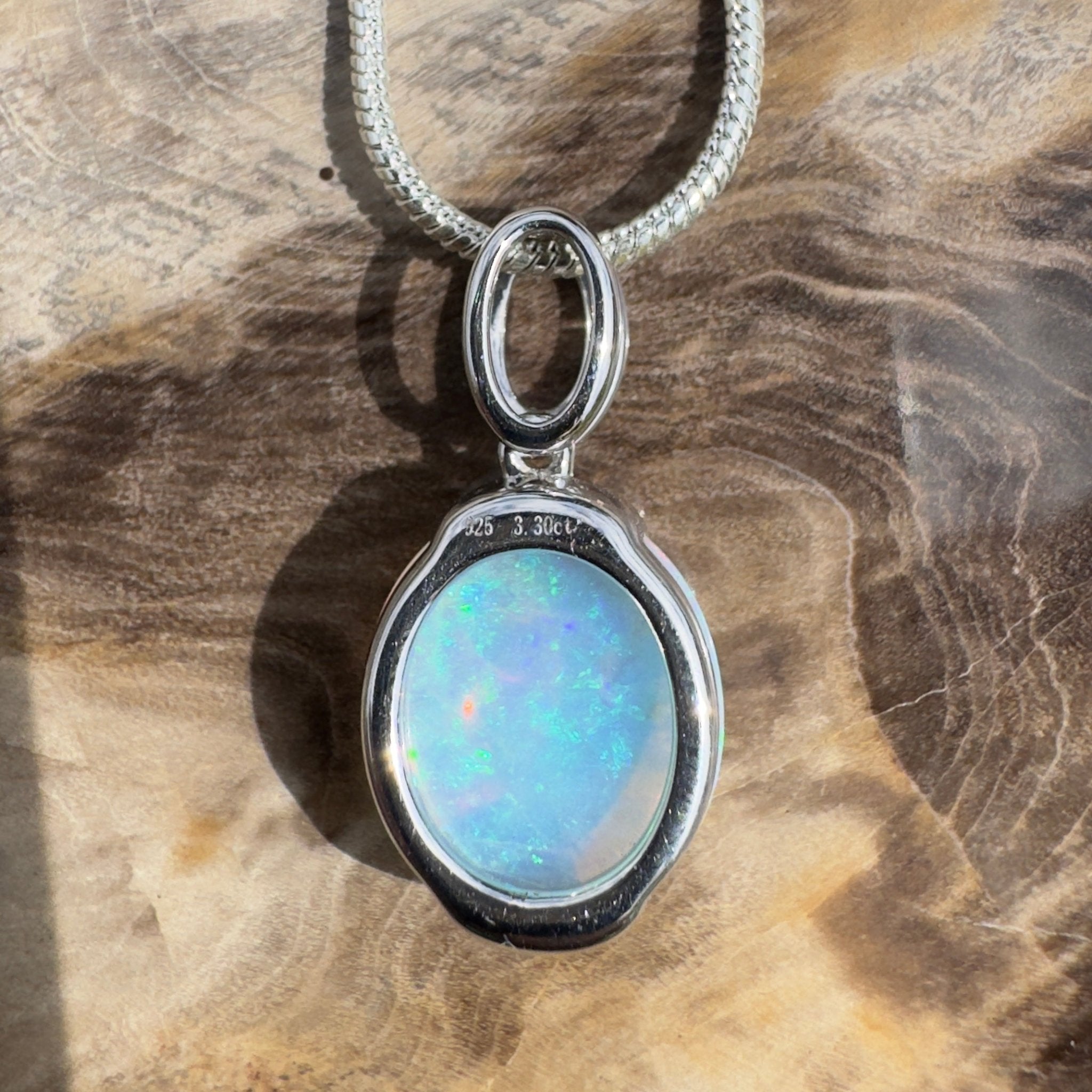 3.3ct Coober Pedy Crystal Opal Pendant Necklace ~ 'Hinchinbrook Veil' | 925 Sterling Silver | Solid Australian Opal