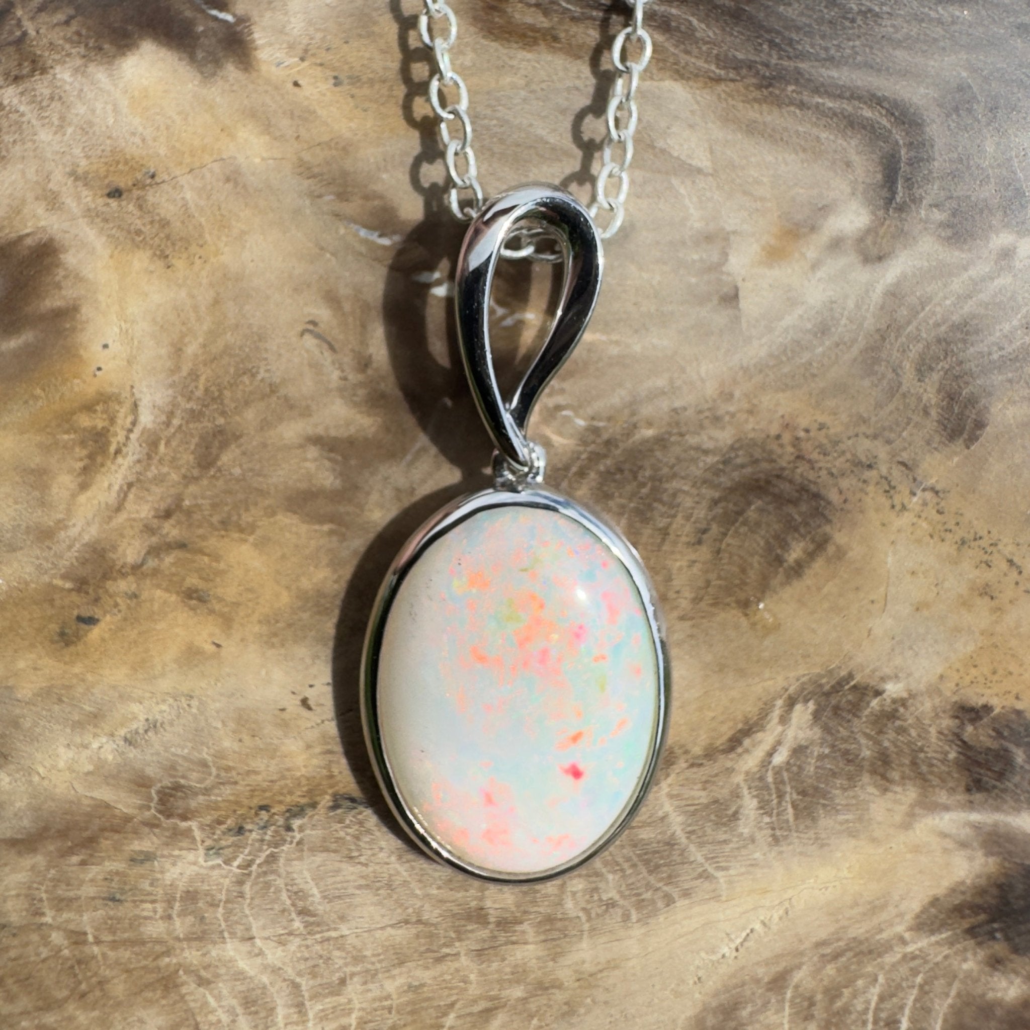 3.3ct Coober Pedy Opal Pendant Necklace ~ 'Chambers Gorge Ember' | 925 Sterling Silver | Solid Australian Opal