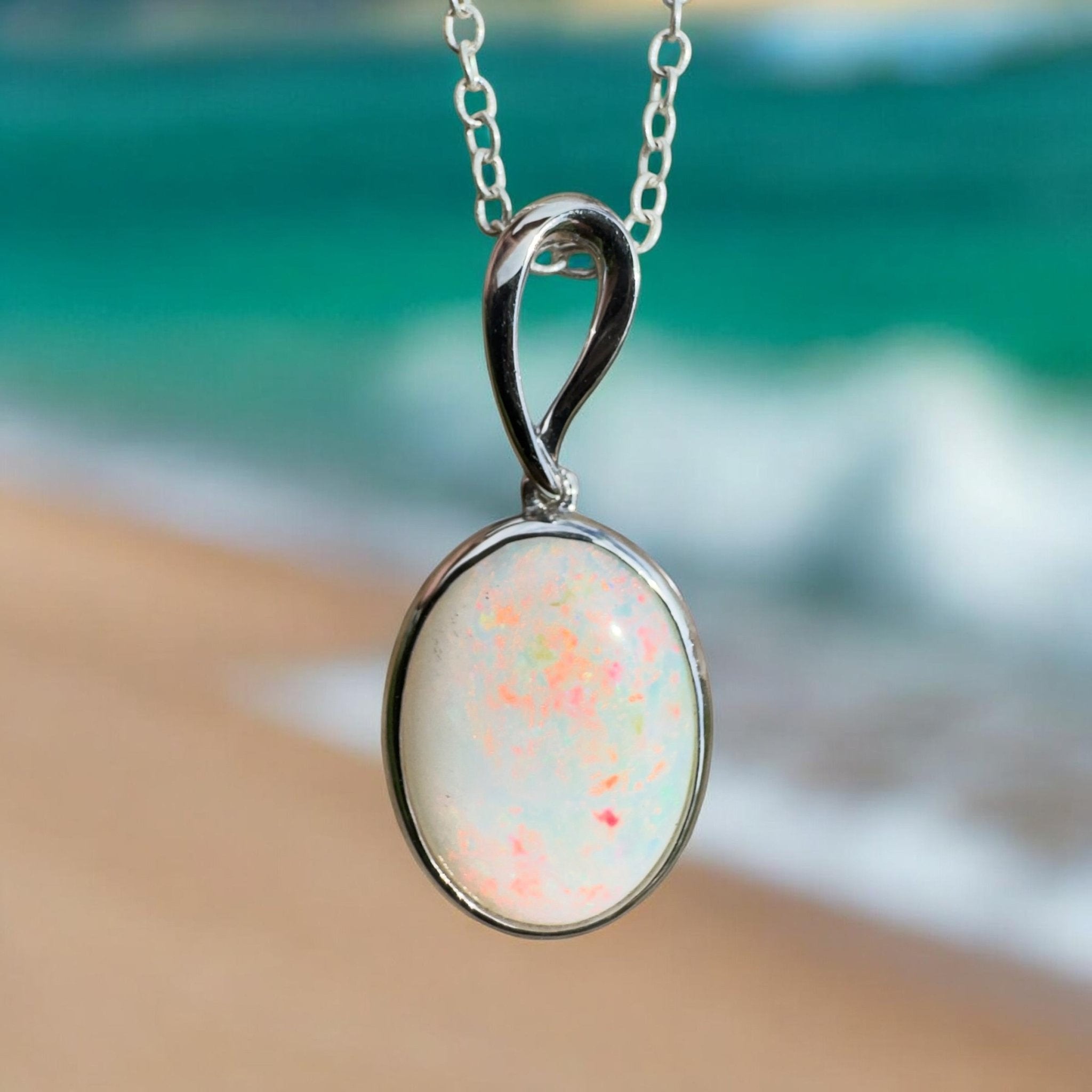 3.3ct Coober Pedy Opal Pendant Necklace ~ 'Chambers Gorge Ember' | 925 Sterling Silver | Solid Australian Opal