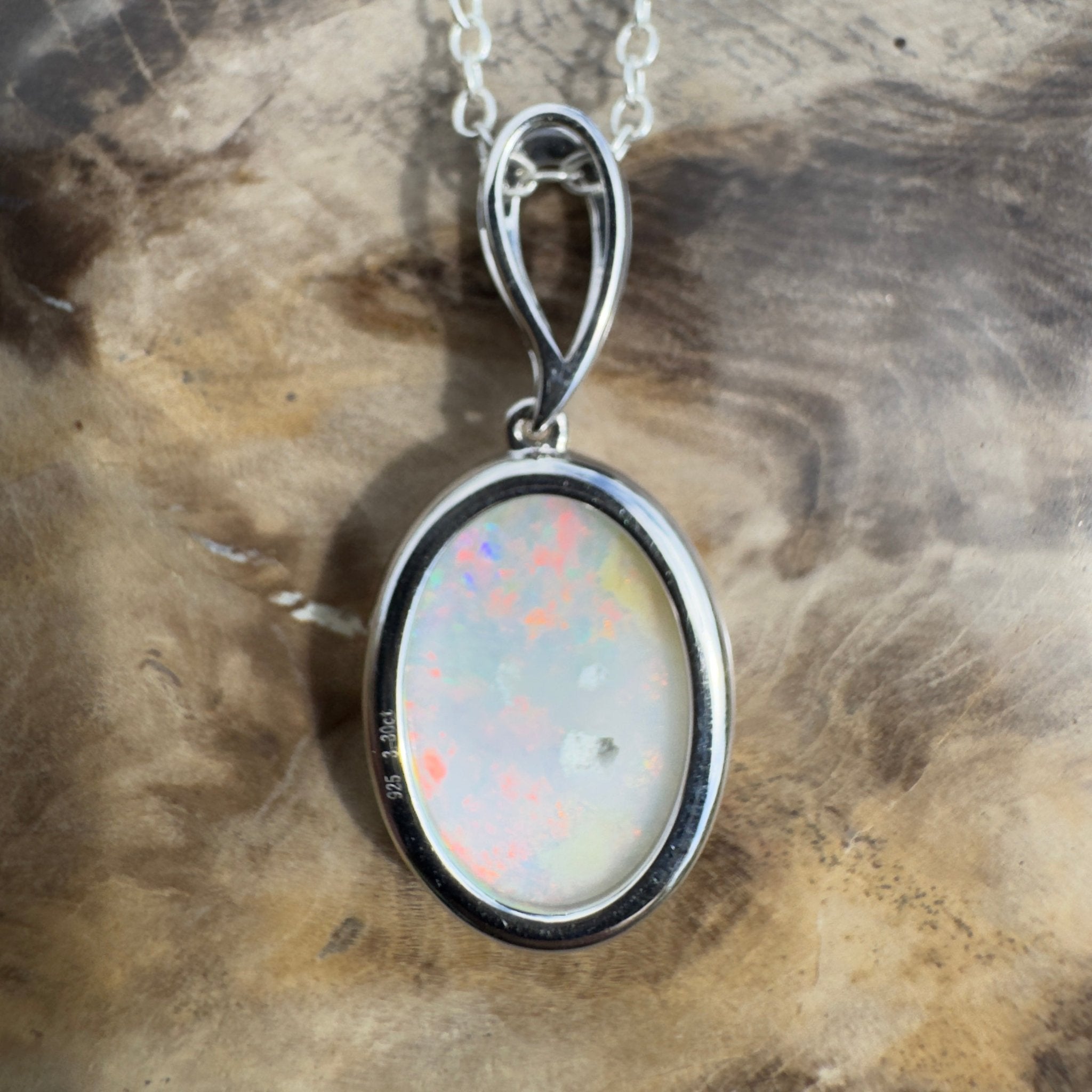 3.3ct Coober Pedy Opal Pendant Necklace ~ 'Chambers Gorge Ember' | 925 Sterling Silver | Solid Australian Opal