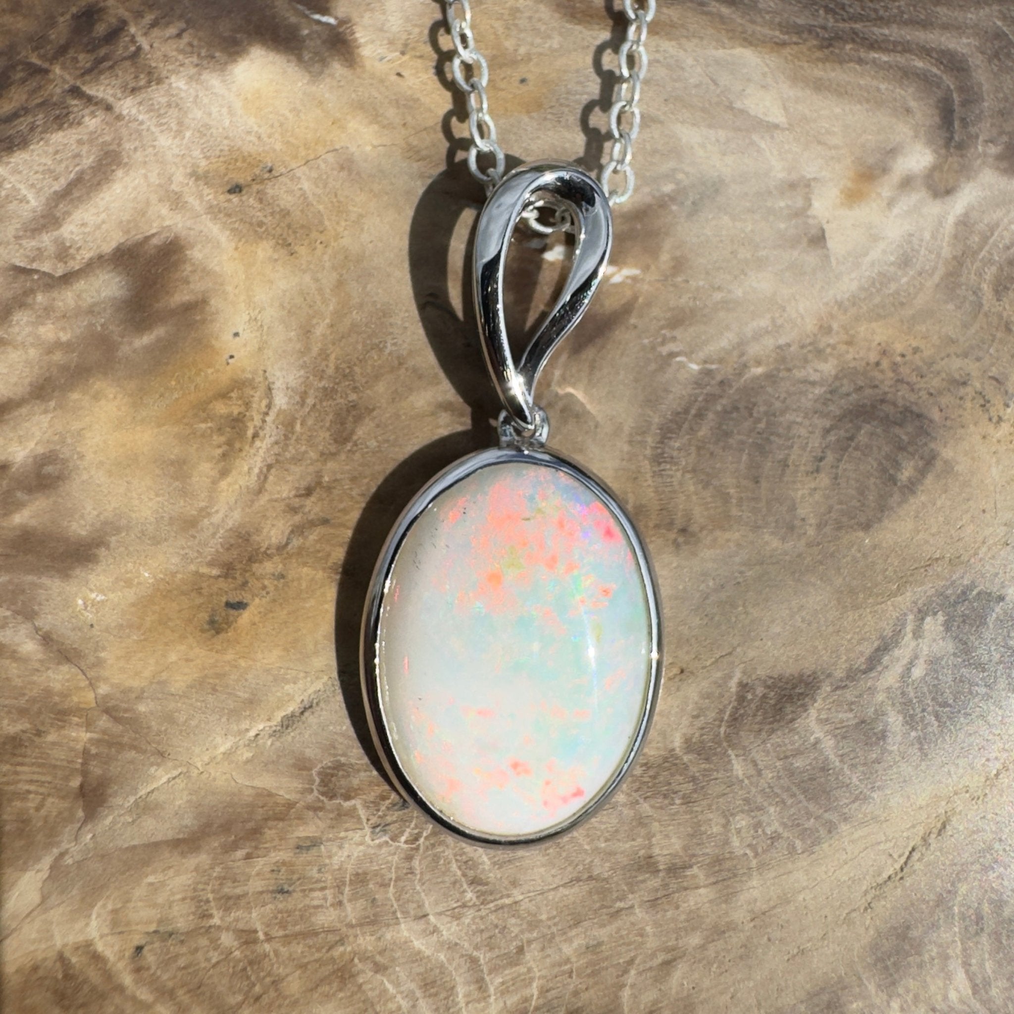 3.3ct Coober Pedy Opal Pendant Necklace ~ 'Chambers Gorge Ember' | 925 Sterling Silver | Solid Australian Opal