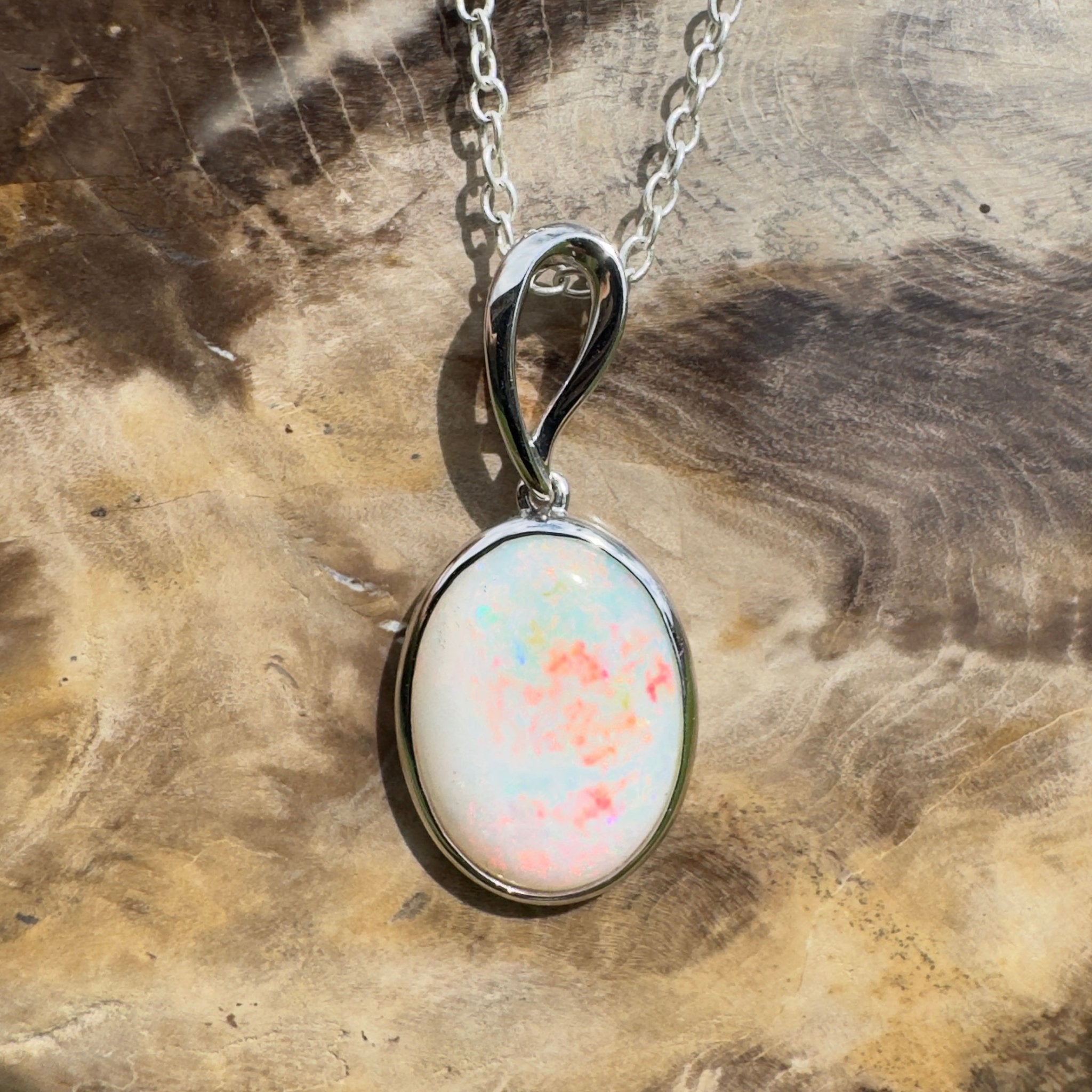 3.3ct Coober Pedy Opal Pendant Necklace ~ 'Chambers Gorge Ember' | 925 Sterling Silver | Solid Australian Opal