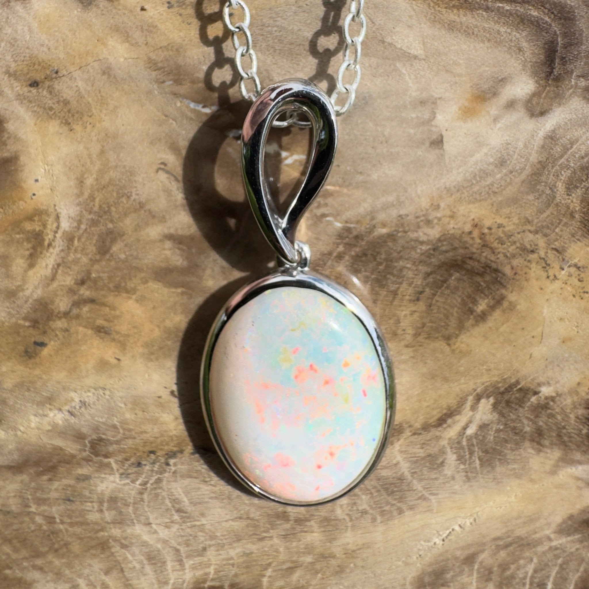 3.3ct Coober Pedy Opal Pendant Necklace ~ 'Chambers Gorge Ember' | 925 Sterling Silver | Solid Australian Opal
