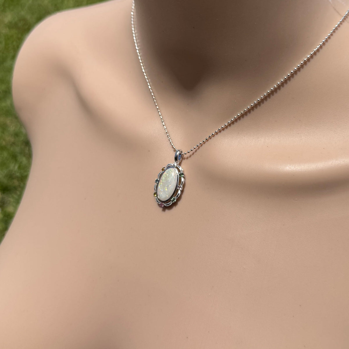 3.4ct Coober Pedy Opal Pendant Necklace ~ 'Fitzgerald Coast Glow' | 925 Sterling Silver | Solid Australian Opal