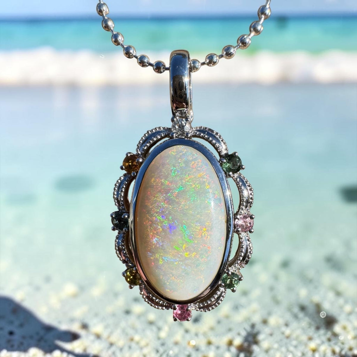 3.4ct Coober Pedy Opal Pendant Necklace ~ 'Fitzgerald Coast Glow' | 925 Sterling Silver | Solid Australian Opal