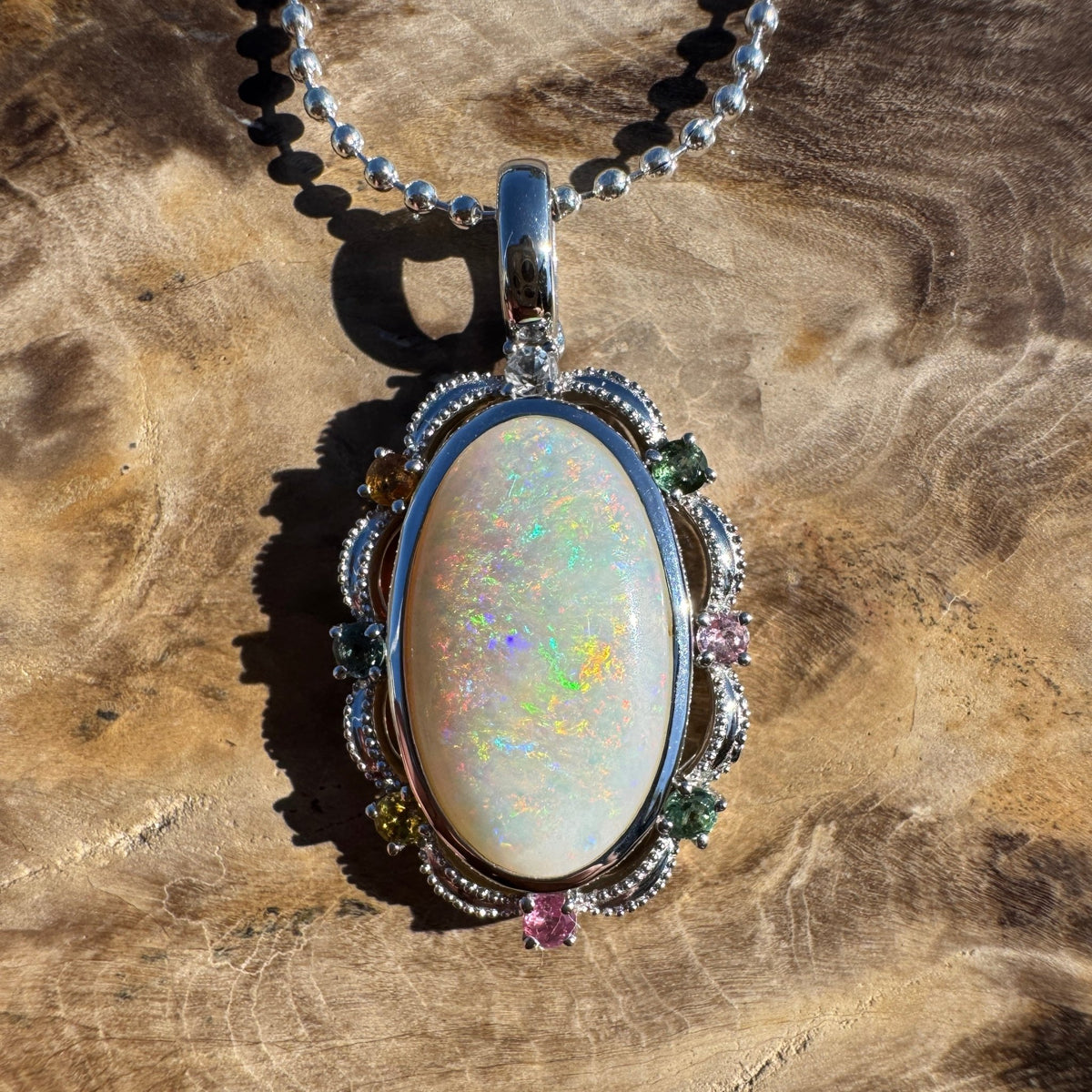 3.4ct Coober Pedy Opal Pendant Necklace ~ 'Fitzgerald Coast Glow' | 925 Sterling Silver | Solid Australian Opal