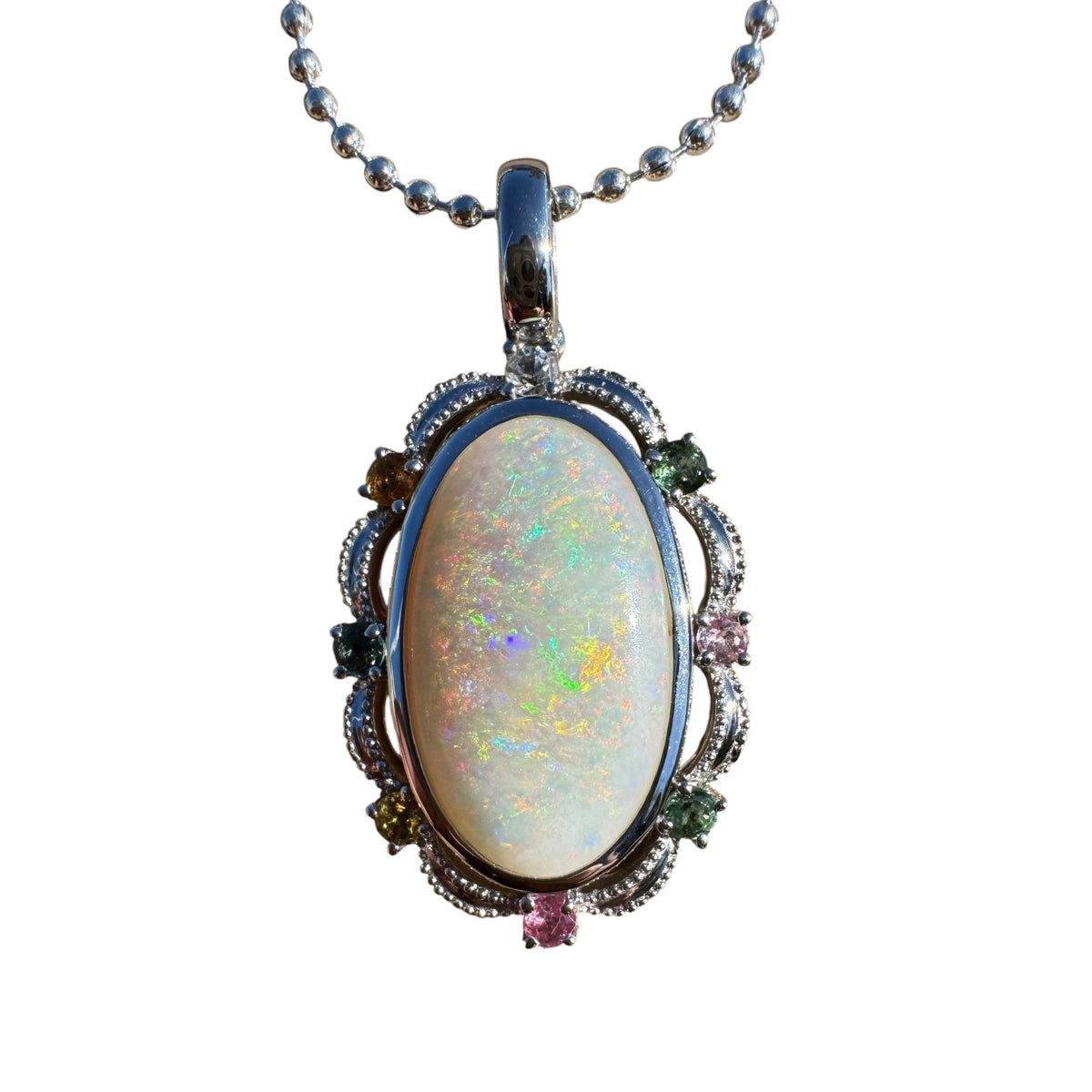 3.4ct Coober Pedy Opal Pendant Necklace ~ 'Fitzgerald Coast Glow' | 925 Sterling Silver | Solid Australian Opal