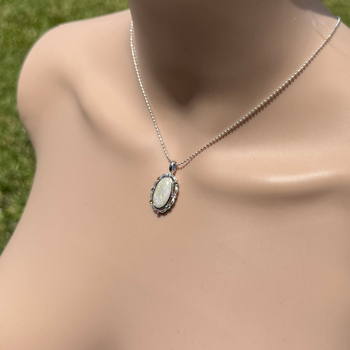 3.4ct Coober Pedy Opal Pendant Necklace ~ 'Fitzgerald Coast Glow' | 925 Sterling Silver | Solid Australian Opal