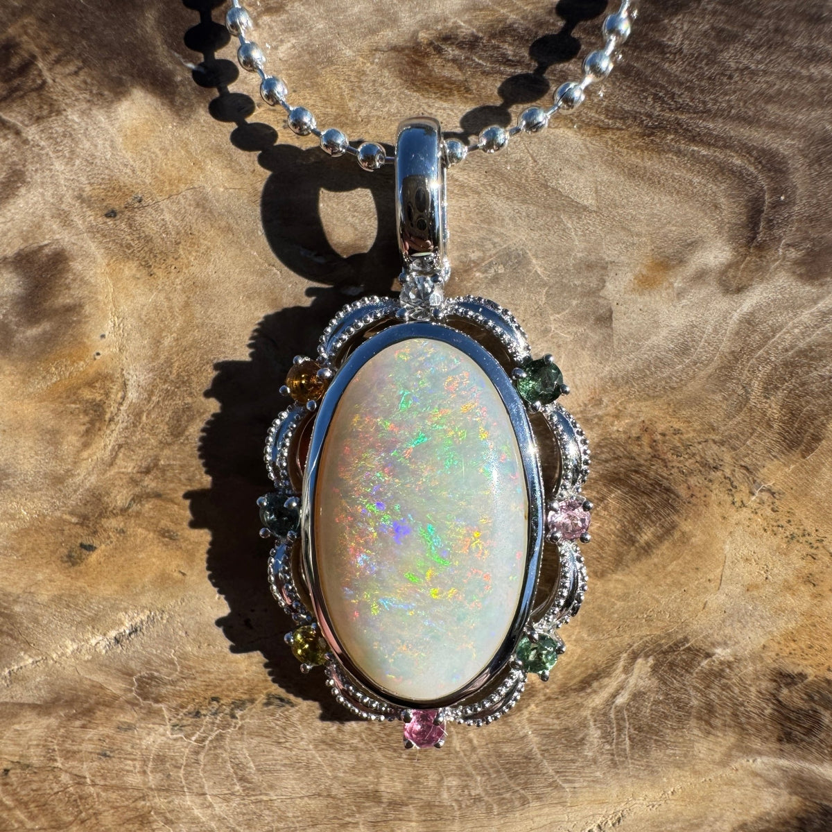 3.4ct Coober Pedy Opal Pendant Necklace ~ 'Fitzgerald Coast Glow' | 925 Sterling Silver | Solid Australian Opal