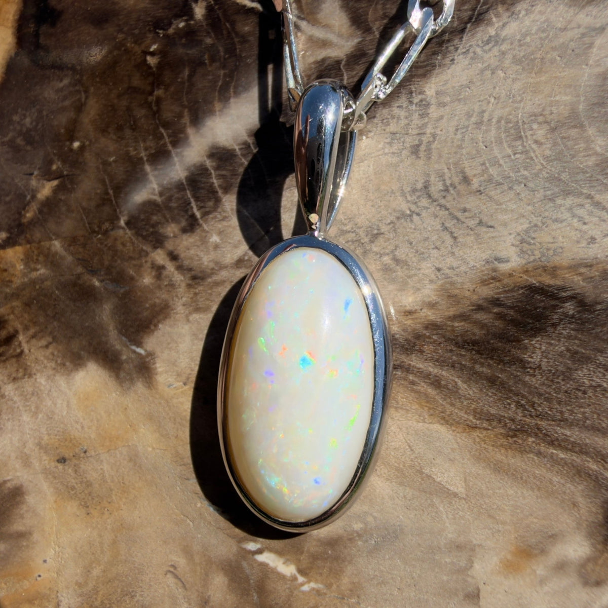 3.5ct Coober Pedy Opal Pendant Necklace ~ 'Lord Howe Spectrum' | 925 Sterling Silver | Solid Australian Opal