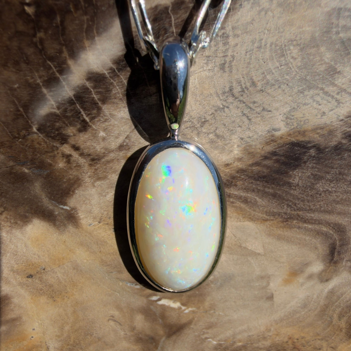 3.5ct Coober Pedy Opal Pendant Necklace ~ 'Lord Howe Spectrum' | 925 Sterling Silver | Solid Australian Opal