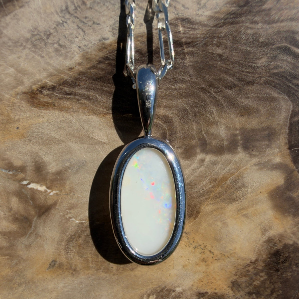 3.5ct Coober Pedy Opal Pendant Necklace ~ 'Lord Howe Spectrum' | 925 Sterling Silver | Solid Australian Opal