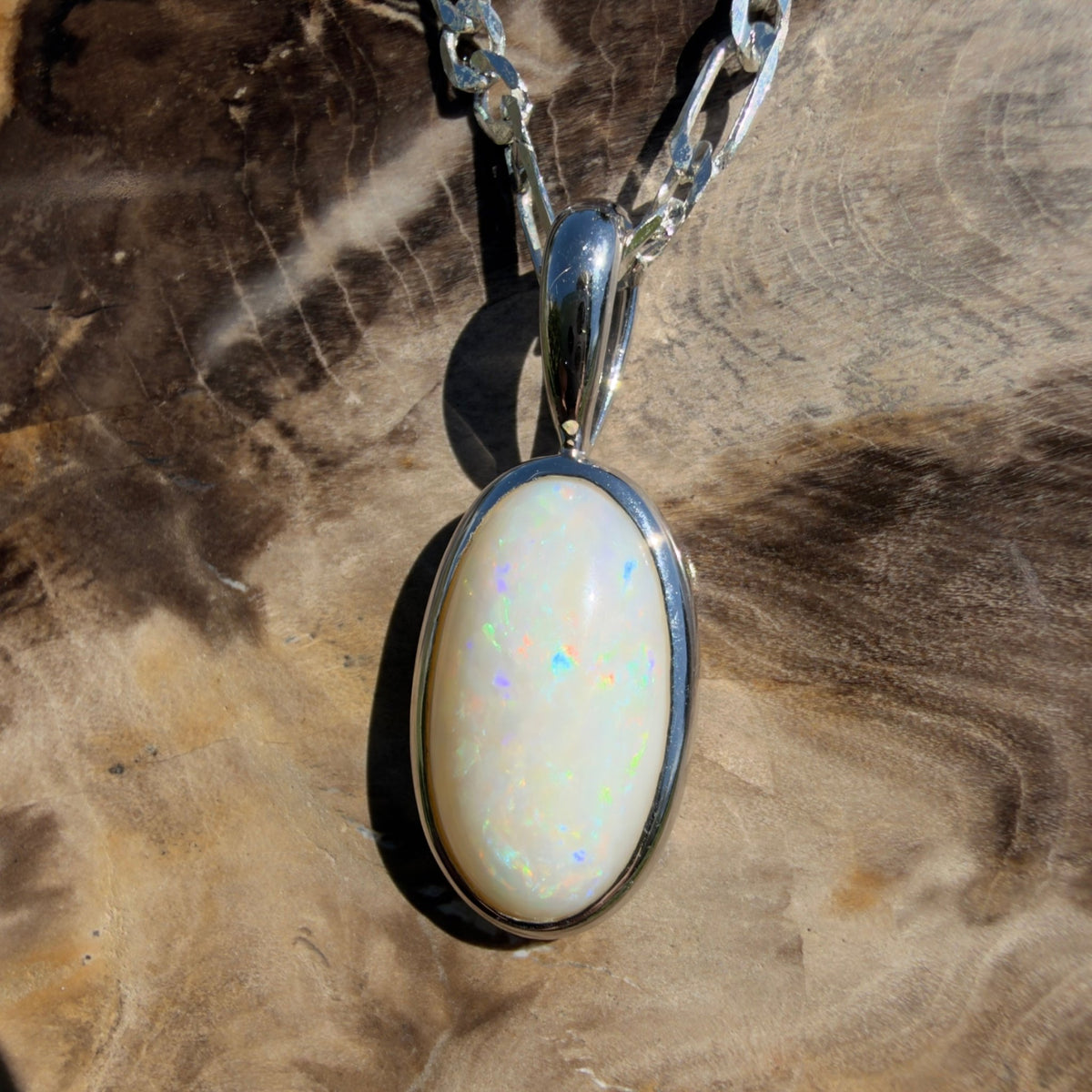 3.5ct Coober Pedy Opal Pendant Necklace ~ 'Lord Howe Spectrum' | 925 Sterling Silver | Solid Australian Opal