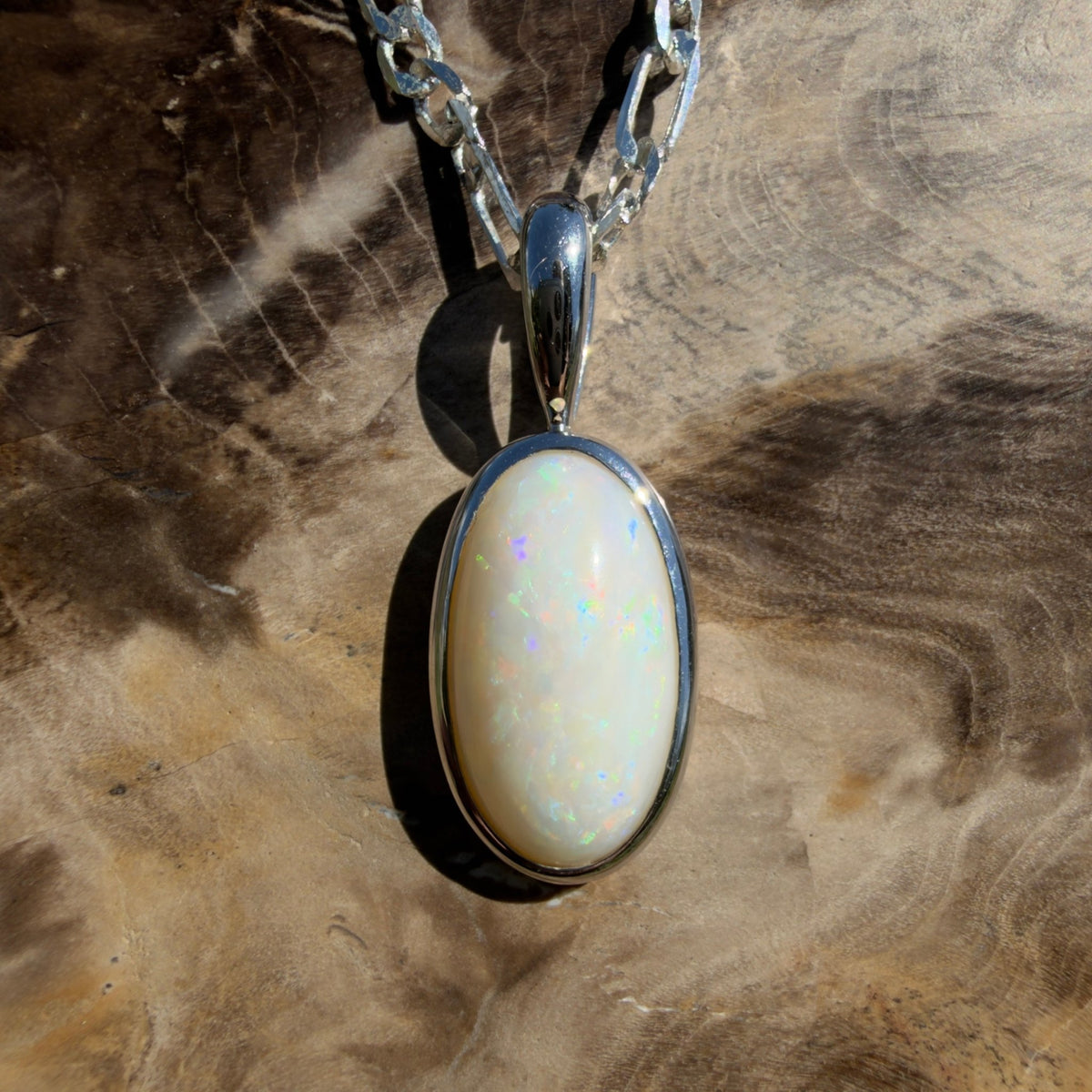 3.5ct Coober Pedy Opal Pendant Necklace ~ 'Lord Howe Spectrum' | 925 Sterling Silver | Solid Australian Opal